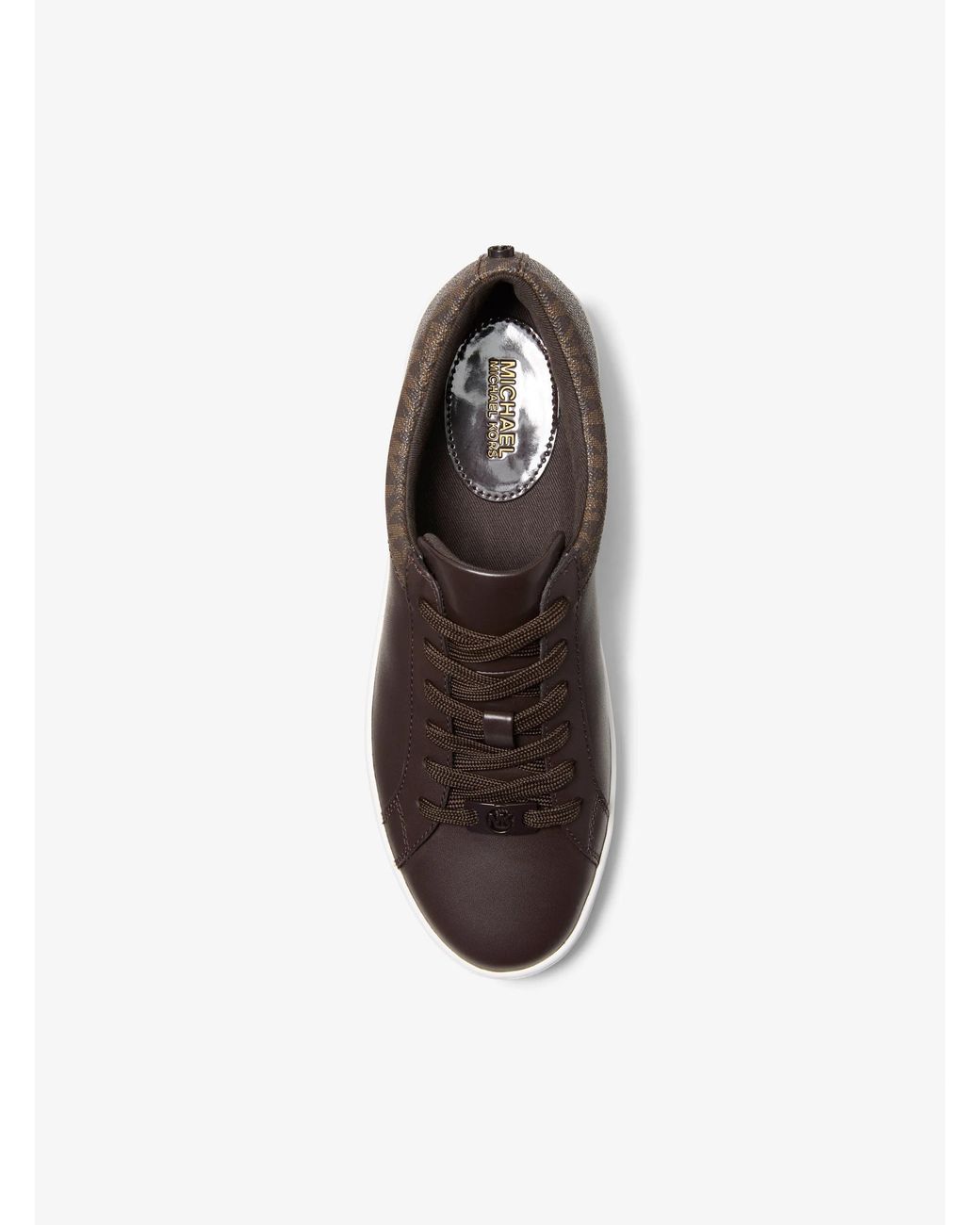 MICHAEL Michael Kors Brown Mk Keaton Leather And Signature Logo Trainers
