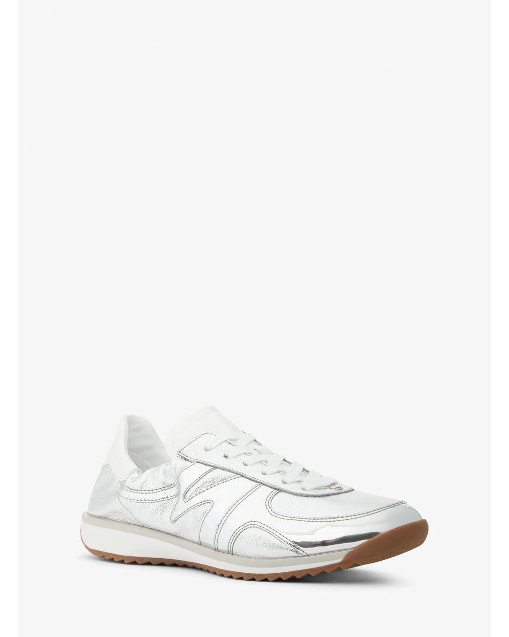 MICHAEL Michael Kors White Mk Colt Metallic Leather Trainer