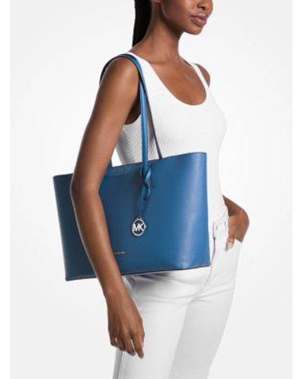Michael Kors Arden Large Top-Zip Tote Bag in Blue | Lyst