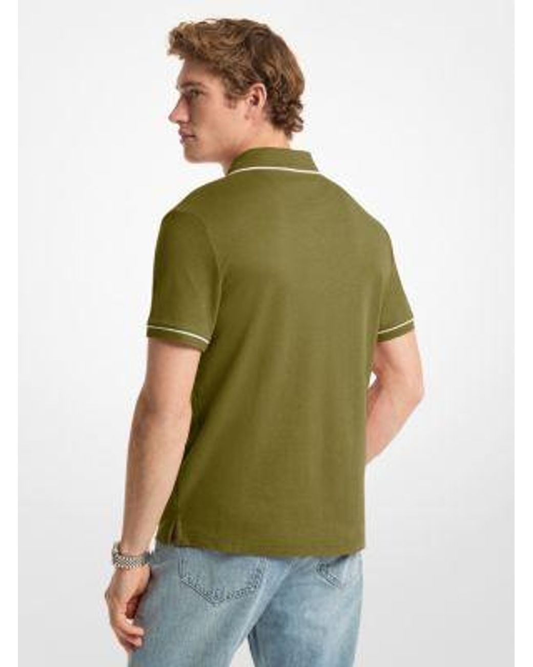 Michael Kors Green Mk Cotton Polo Shirt for men