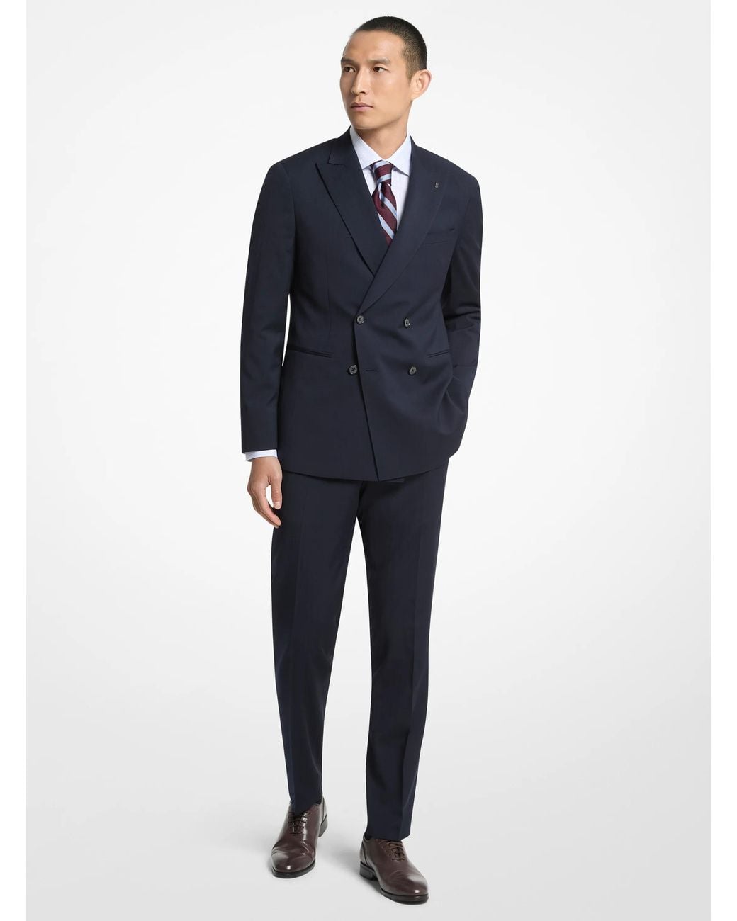 Michael Kors Blue Mk Striped Double-Breasted Blazer for men