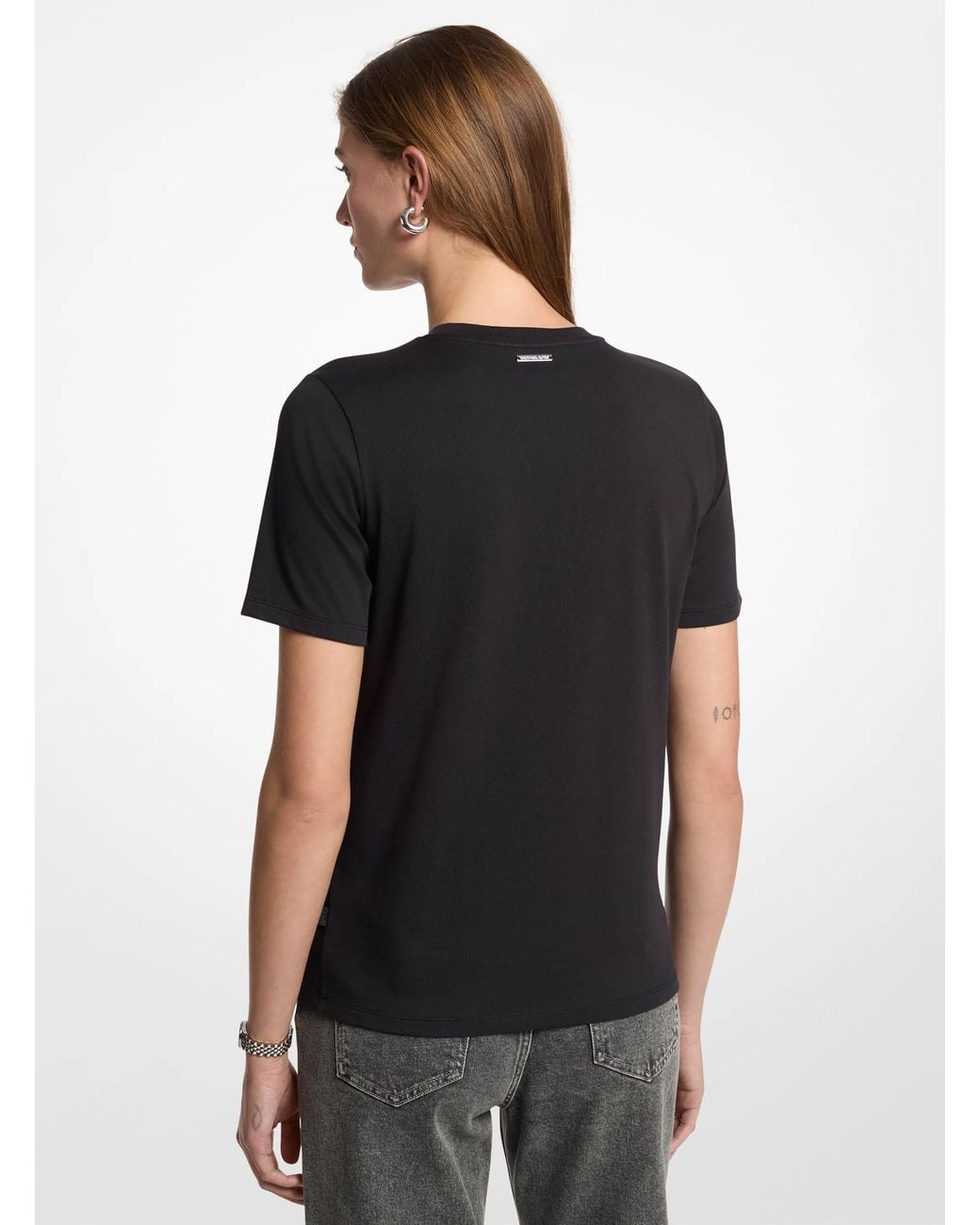 MICHAEL Michael Kors Black Mk Embellished Logo Cotton Jersey T-Shirt