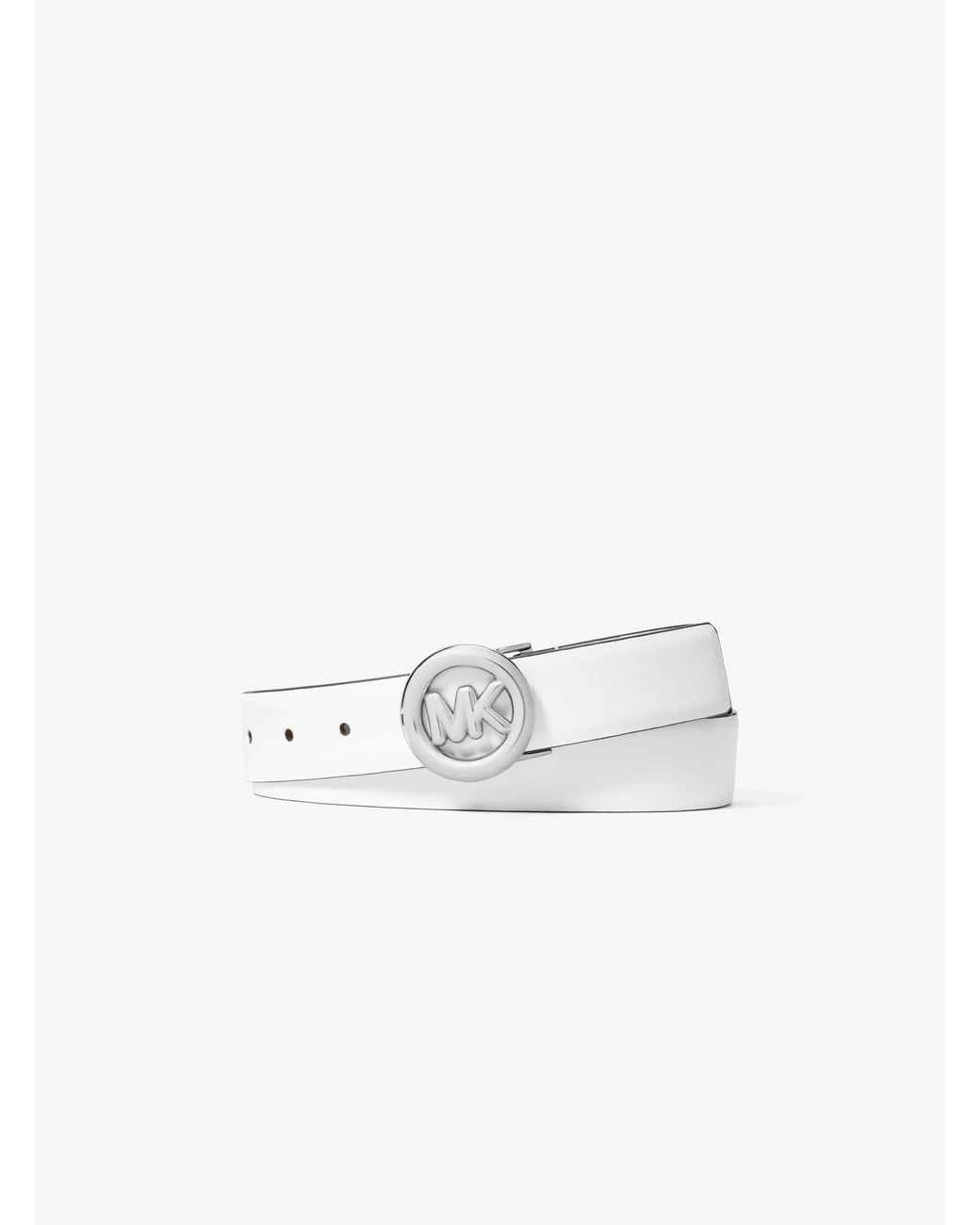 MICHAEL Michael Kors White Mk Logo Leather Belt