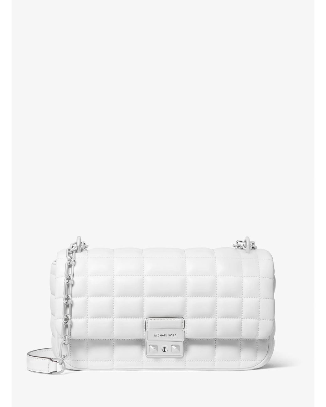 MICHAEL Michael Kors White Tribeca Large Quilted Leather Shoulder Bag