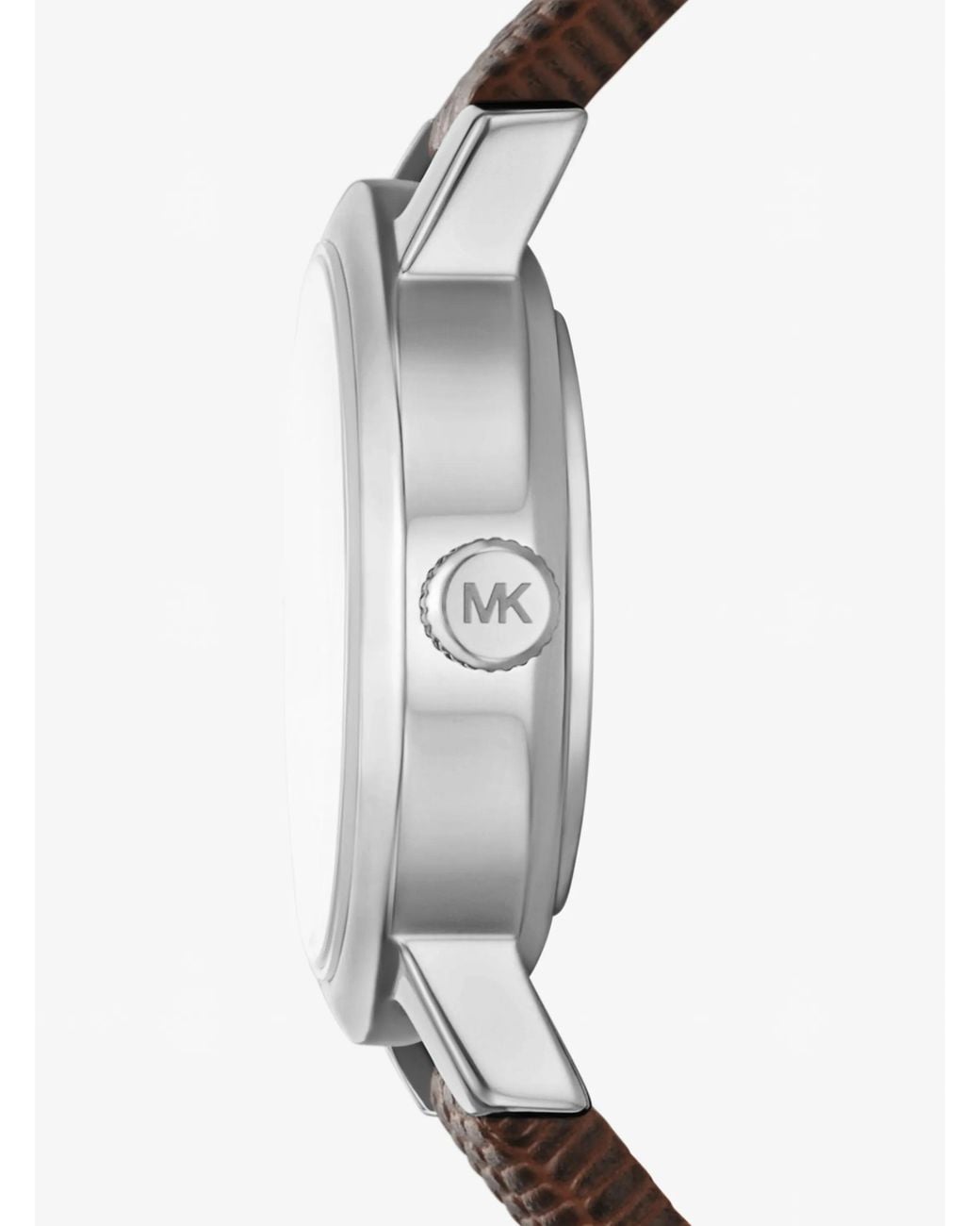 Michael Kors White Mk Petite Maude-Tone And Lizard Embossed Leather Watch