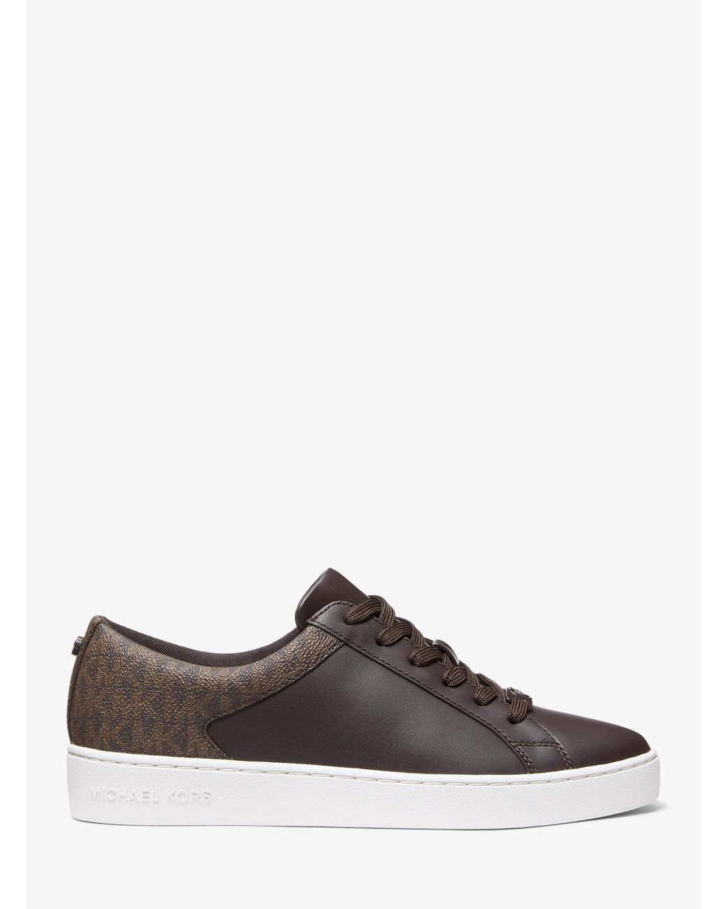 MICHAEL Michael Kors Brown Mk Keaton Leather And Signature Logo Trainers