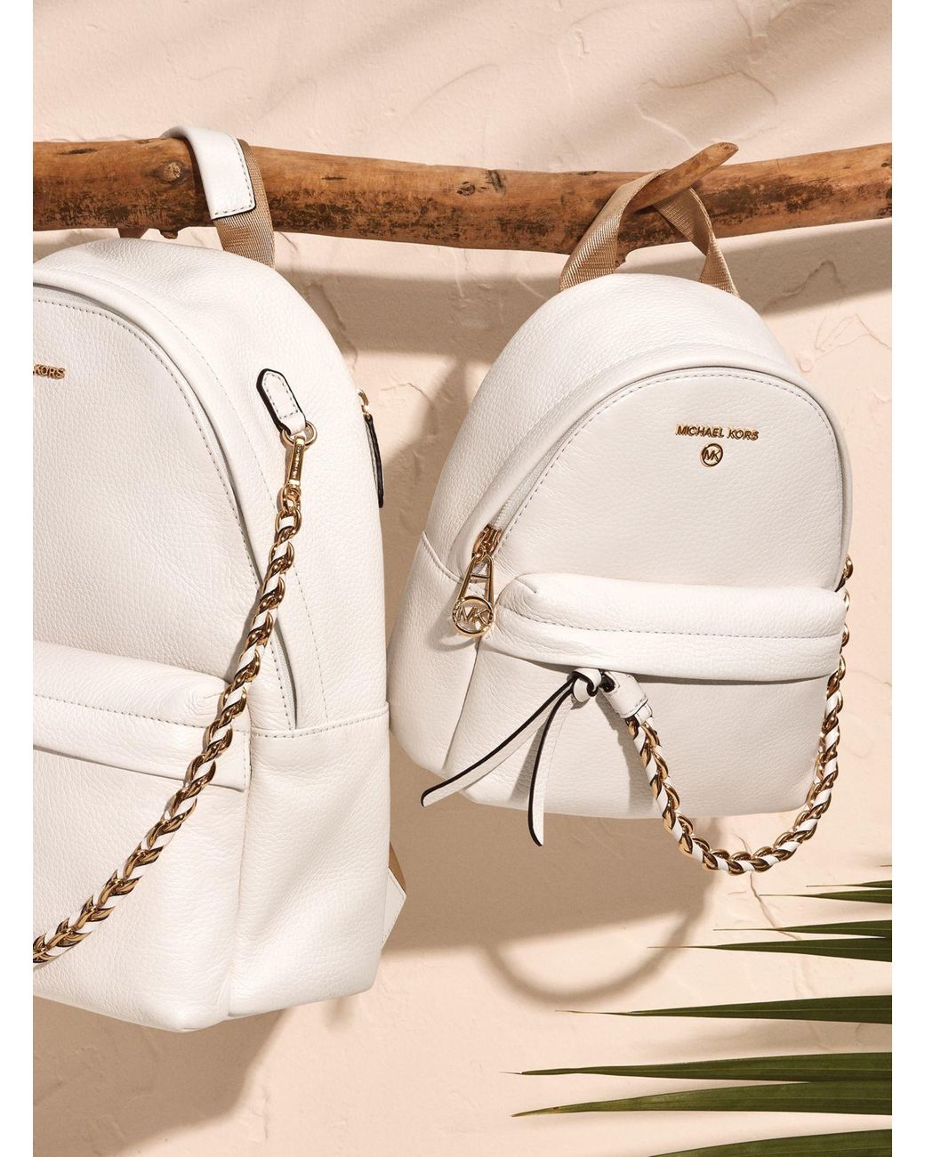 Michael Kors Slater Medium Pebbled Leather Backpack Optic White Slater Medium Backpack in LT CREAM - Sale | Michael Kors  main image 3