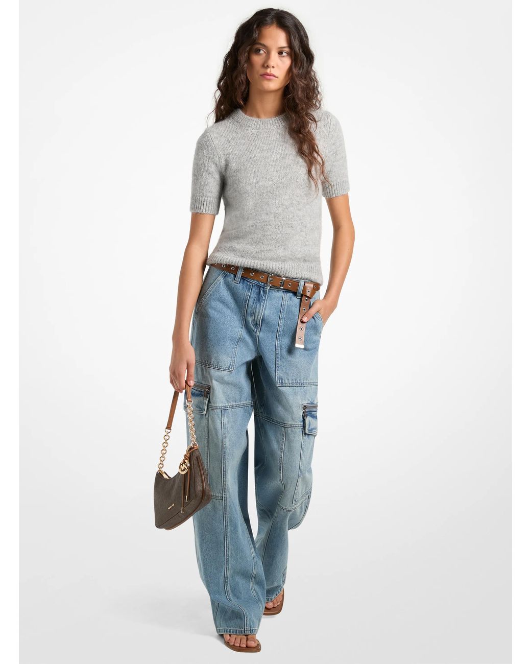 MICHAEL Michael Kors Blue Mk Denim Utility Cargo Jeans