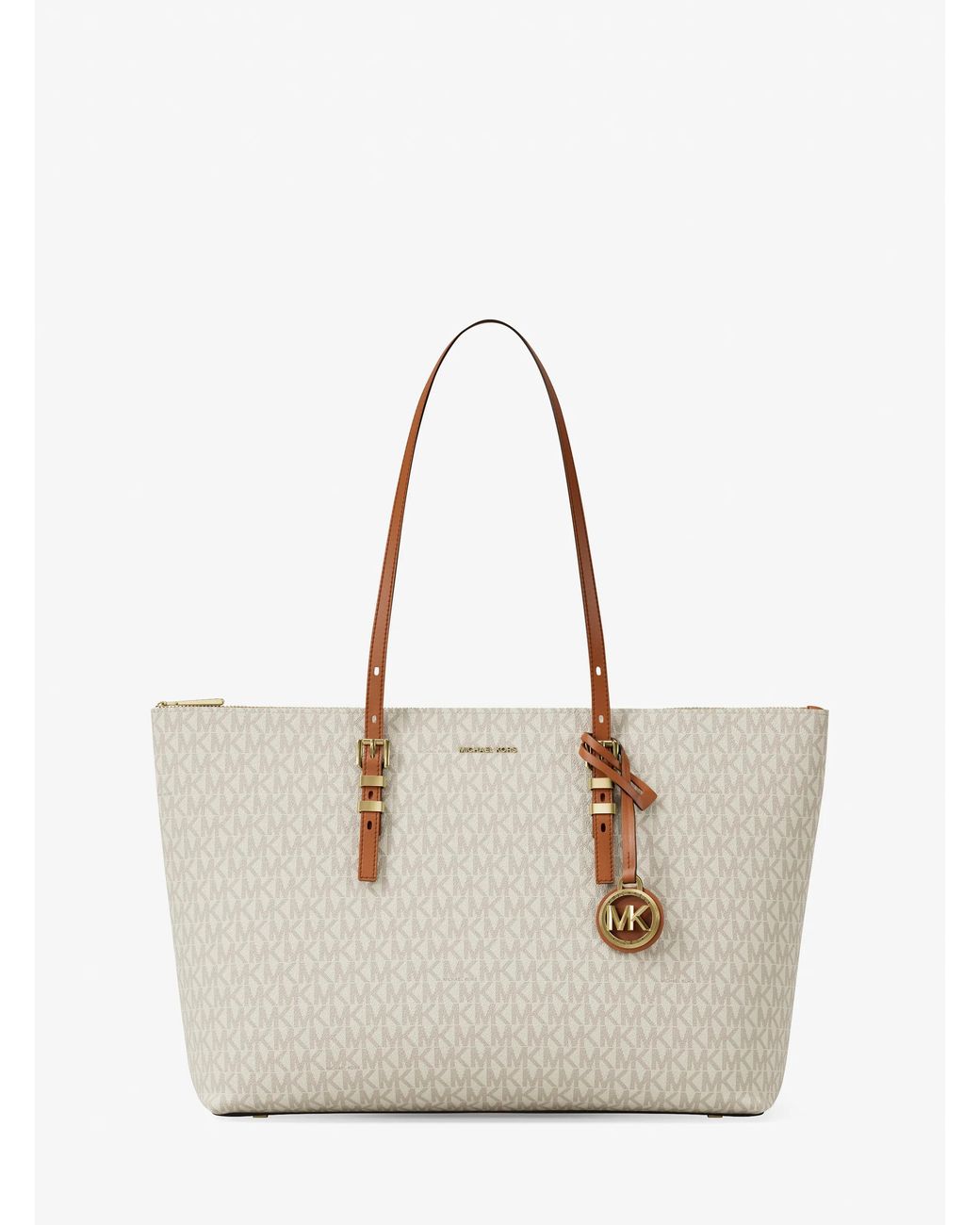 MICHAEL Michael Kors Natural Mk Quinn Large Signature Logo Tote Bag
