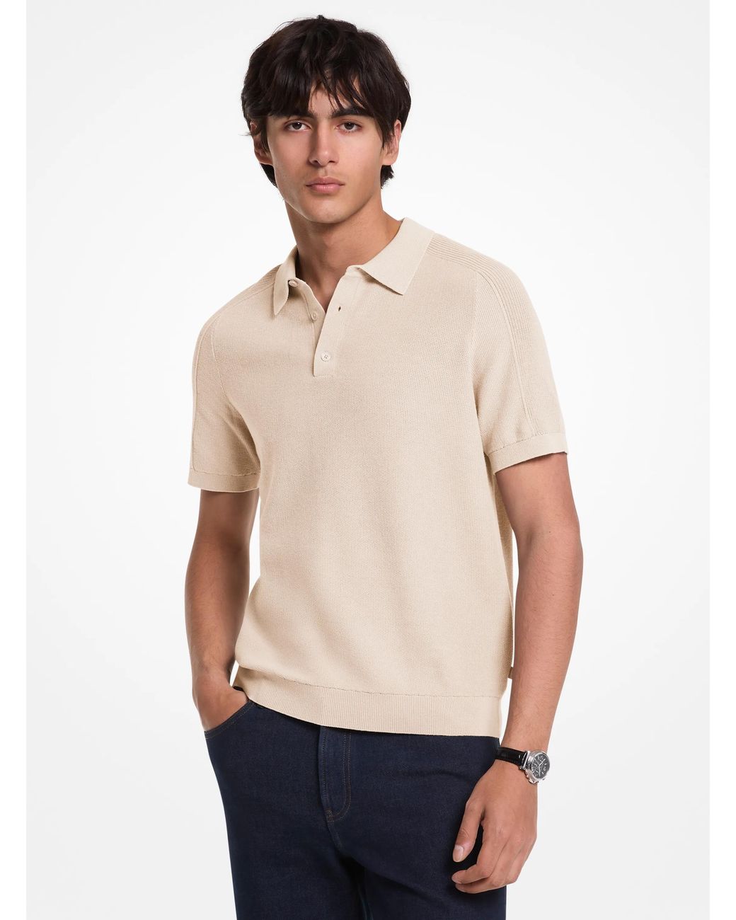 Michael Kors Gray Michael Kors Cotton Mouliné Polo Shirt for men