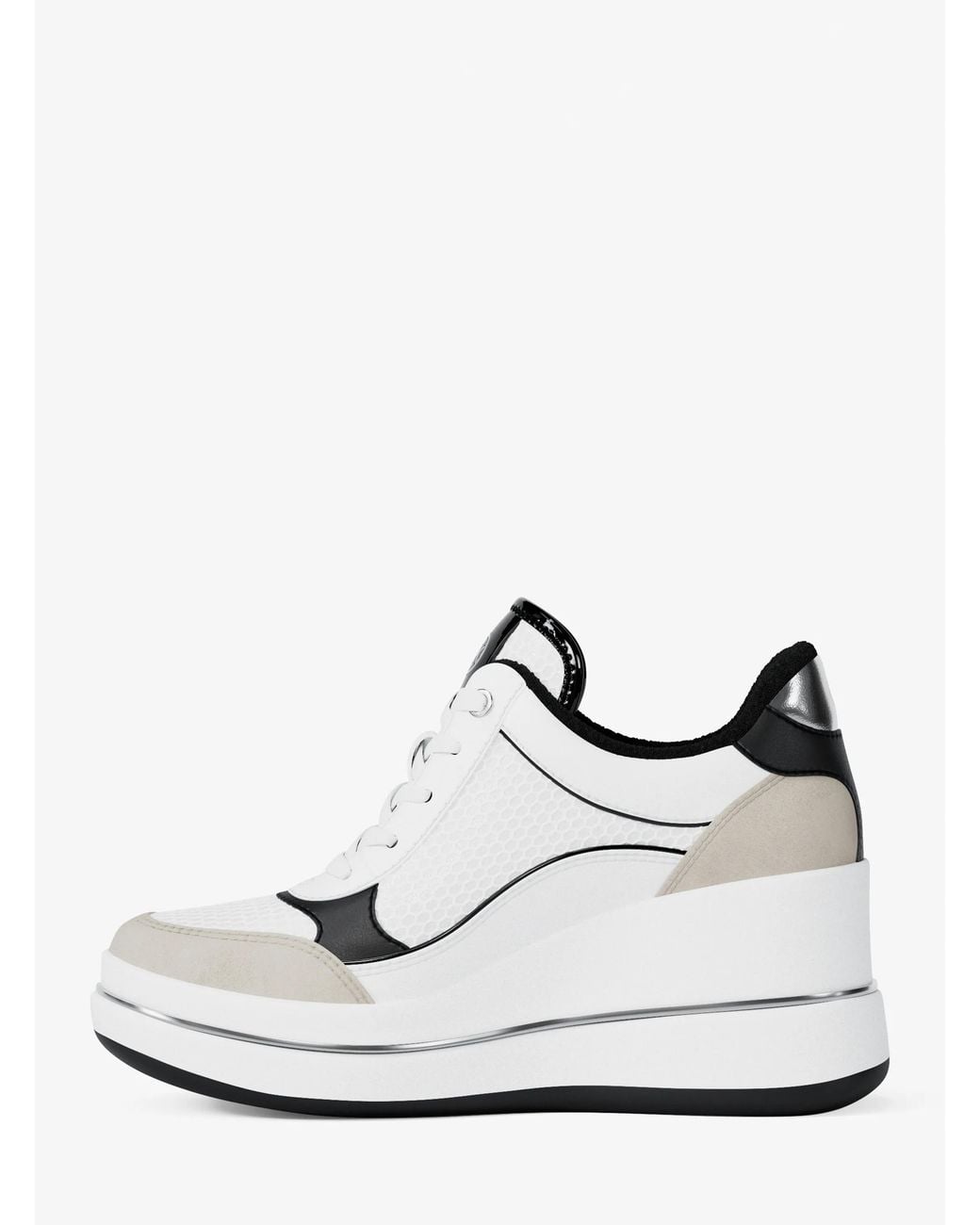 MICHAEL Michael Kors White Mk Emmy Mixed-Media Wedge Trainer