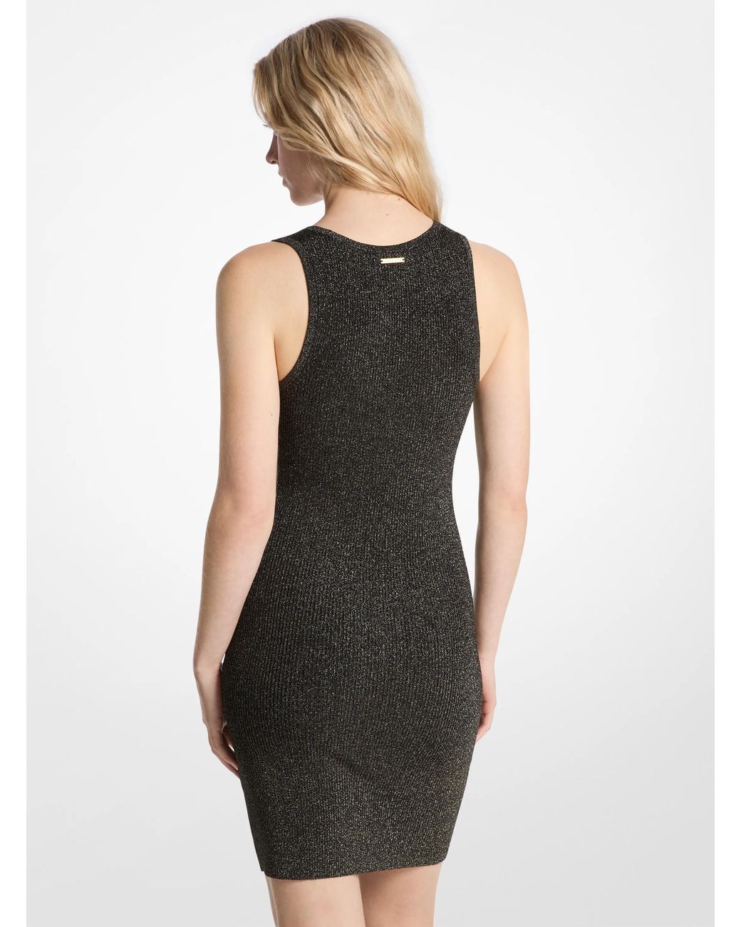 MICHAEL Michael Kors Black Metallic Ribbed Knit Tank Dress
