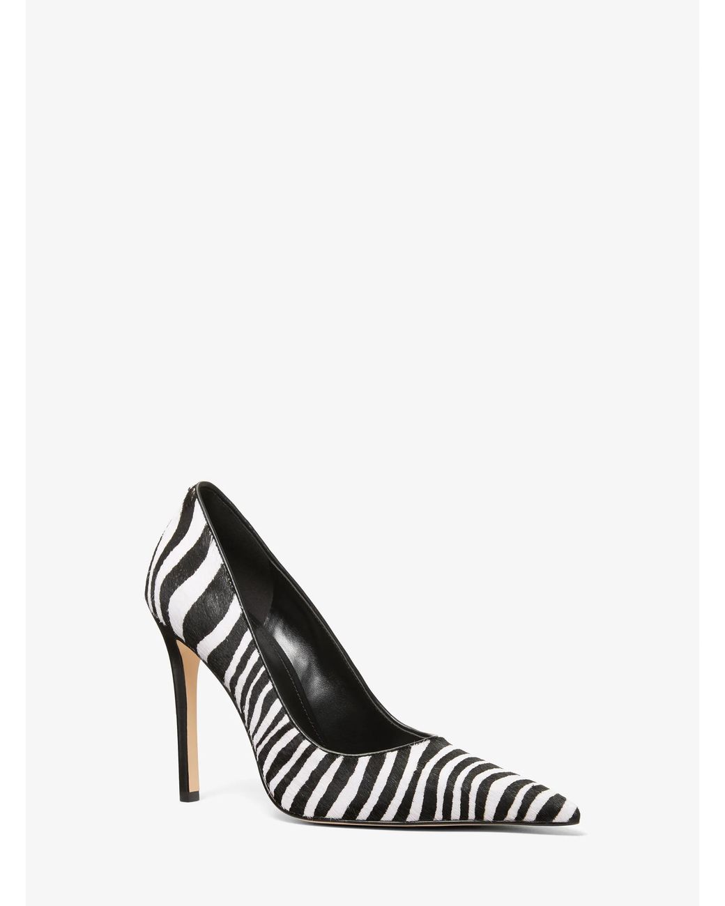 MICHAEL Michael Kors White Michael Kors Elyse Zebra Print Calf Hair Pump