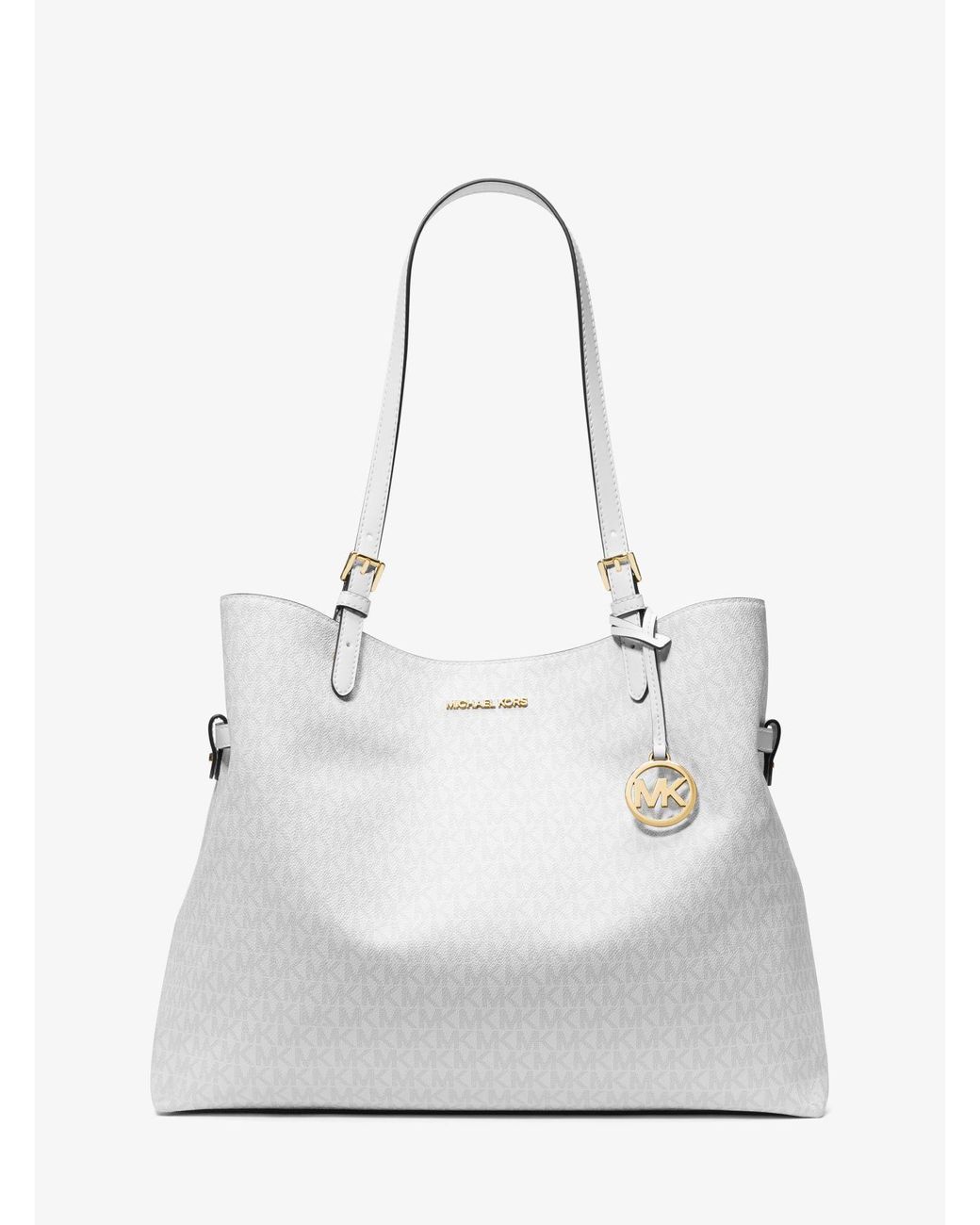 MICHAEL Michael Kors Lenox Large Signature Logo Tote Bag in White Lyst UK