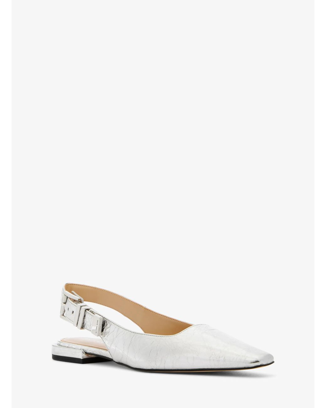 MICHAEL Michael Kors White Mk Darrington Metallic Crackled Leather Flat