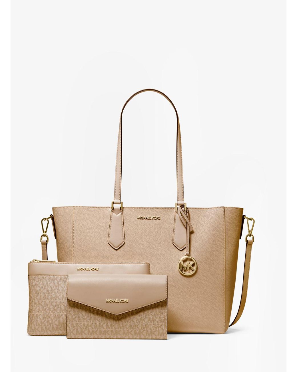 Michael Kors Kimberly Large Pebbled Leather And Logo 3-in-1 Tote Bag ...