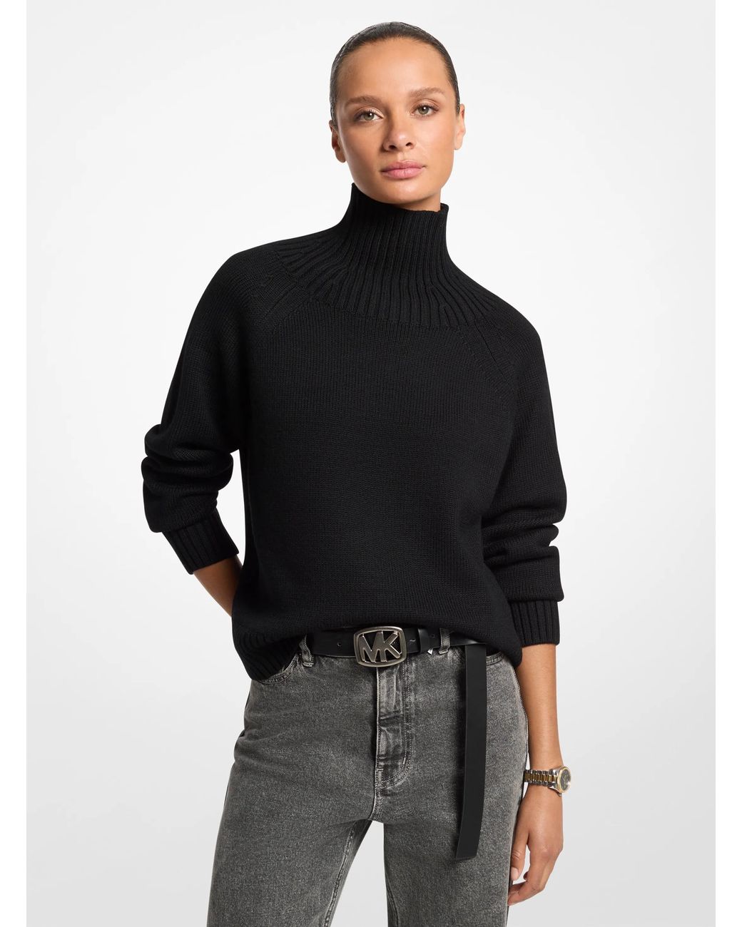 MICHAEL Michael Kors Black Mk Wool Turtleneck Jumper