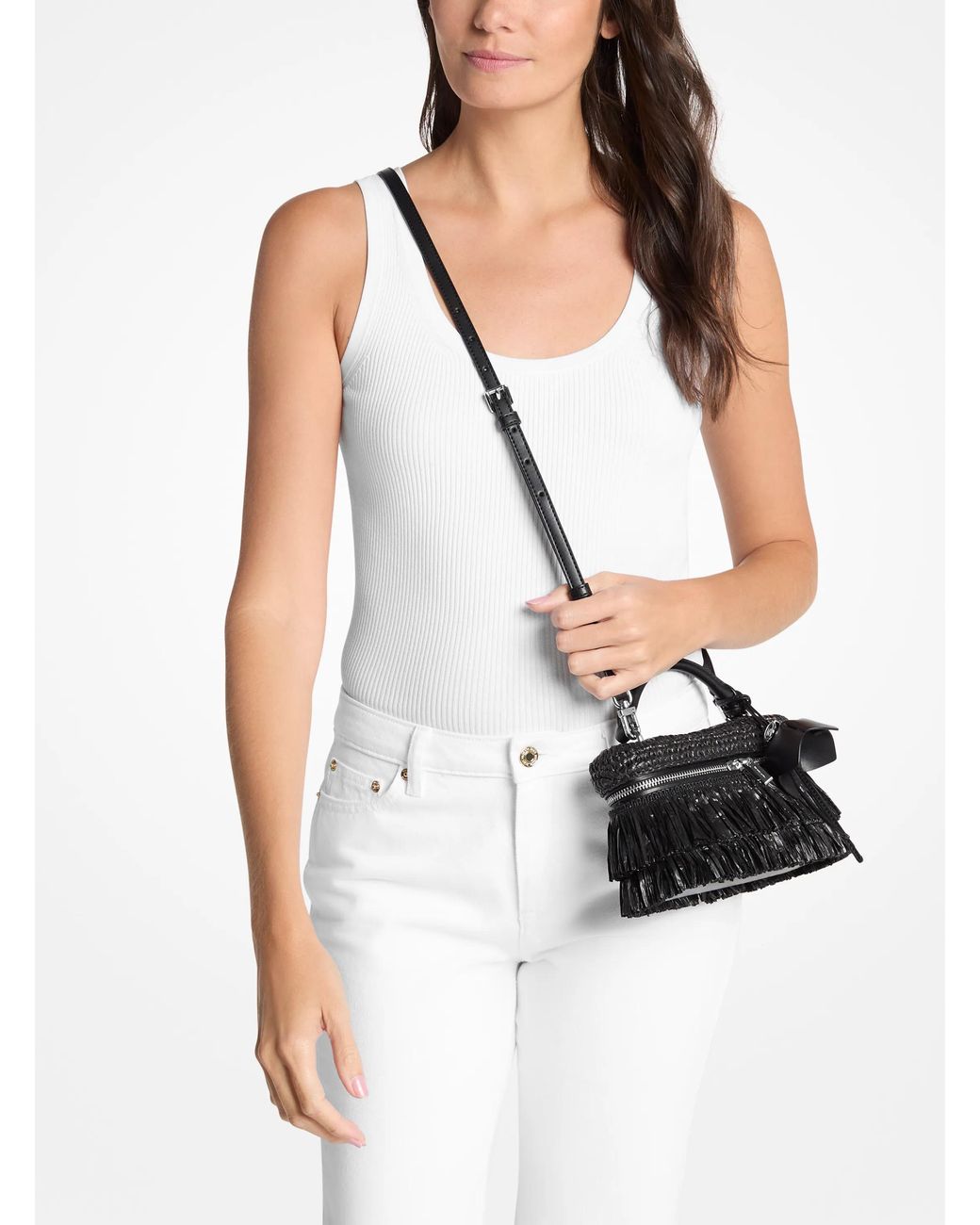 MICHAEL Michael Kors Black Jana Extra-Small Hand-Crocheted Crossbody Bag