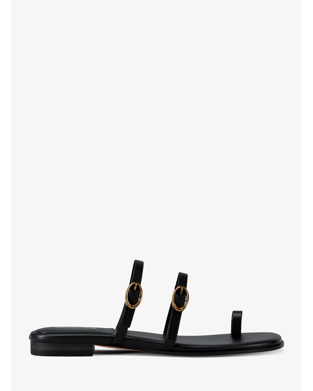 MICHAEL Michael Kors Black Michael Kors Kya Leather Flat Sandal