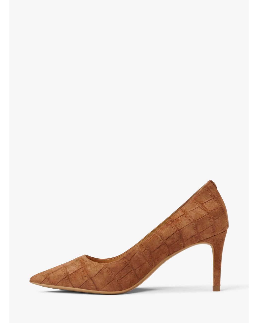 MICHAEL Michael Kors White Mk Alina Flex Crocodile Embossed Suede Pump