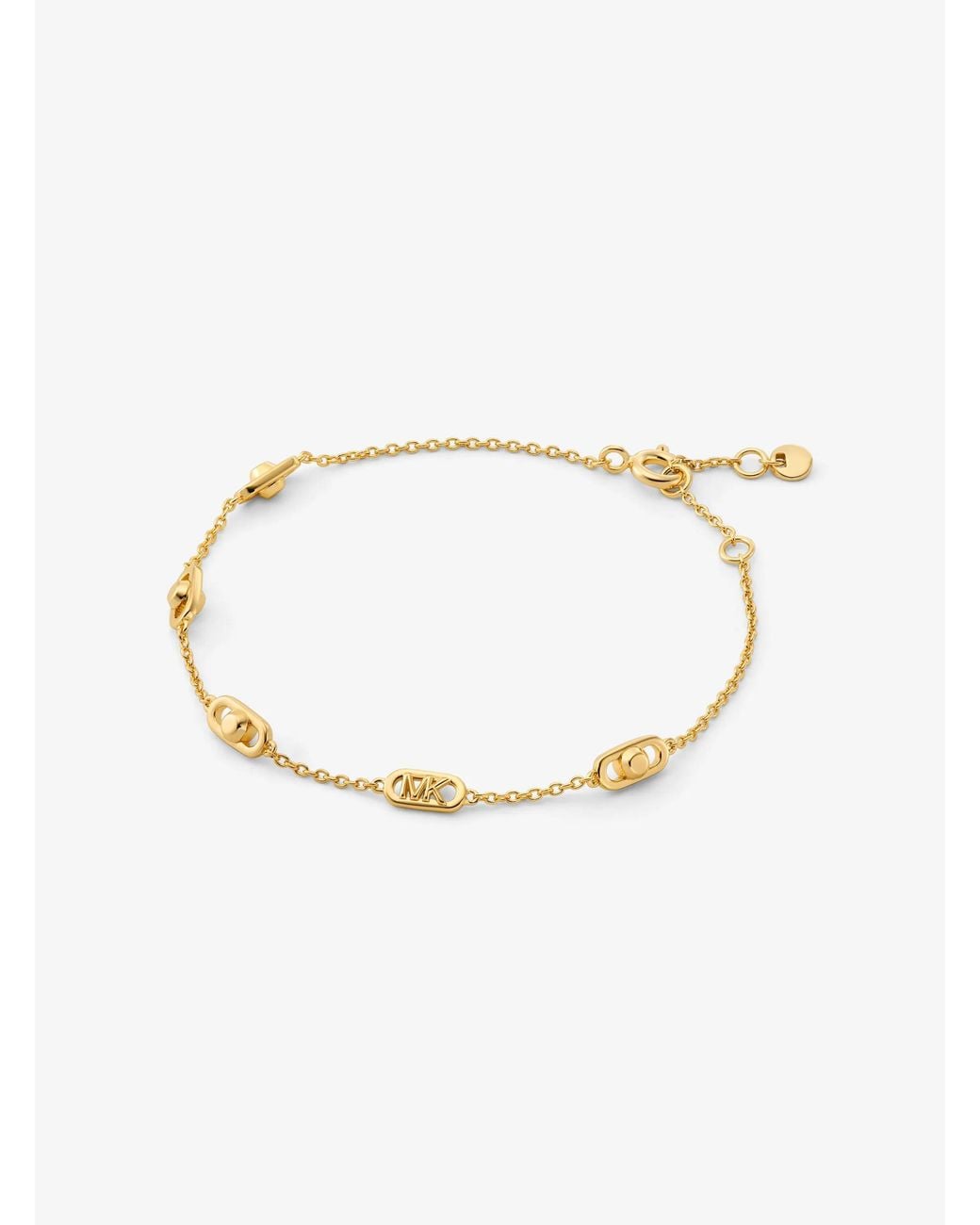 Michael Kors White Mk Astor Link Small Precious Metal-Plated Sterling Chain Bracelet