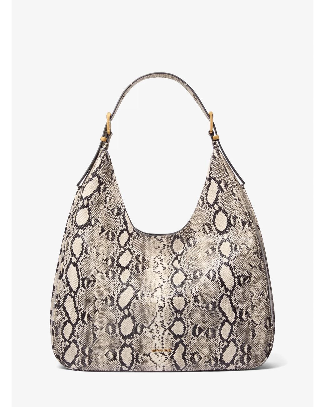 MICHAEL Michael Kors Gray Mk Nolita Large Snake Embossed Leather Hobo Shoulder Bag