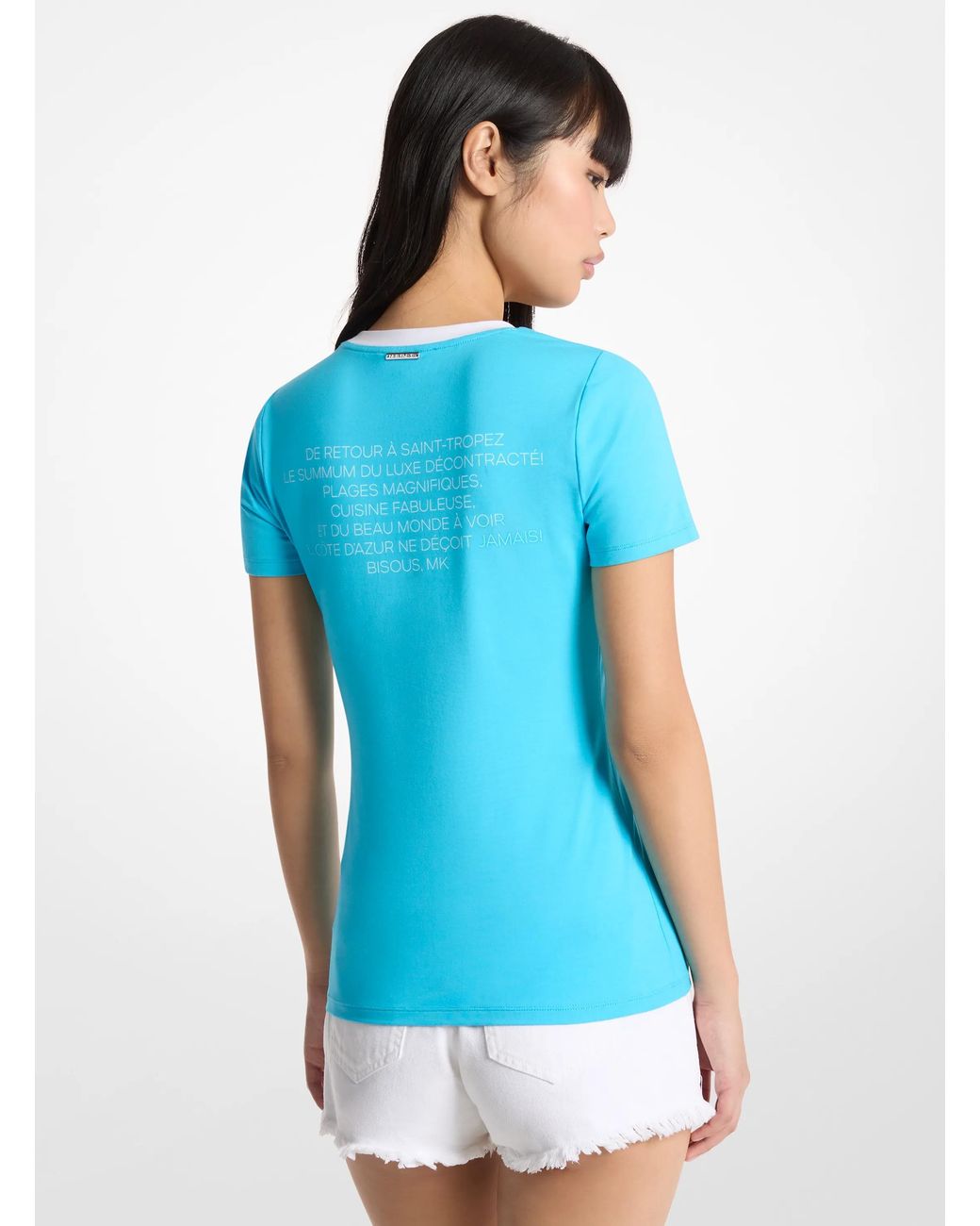 MICHAEL Michael Kors Blue Mk St. Tropez Stretch Cotton T-Shirt
