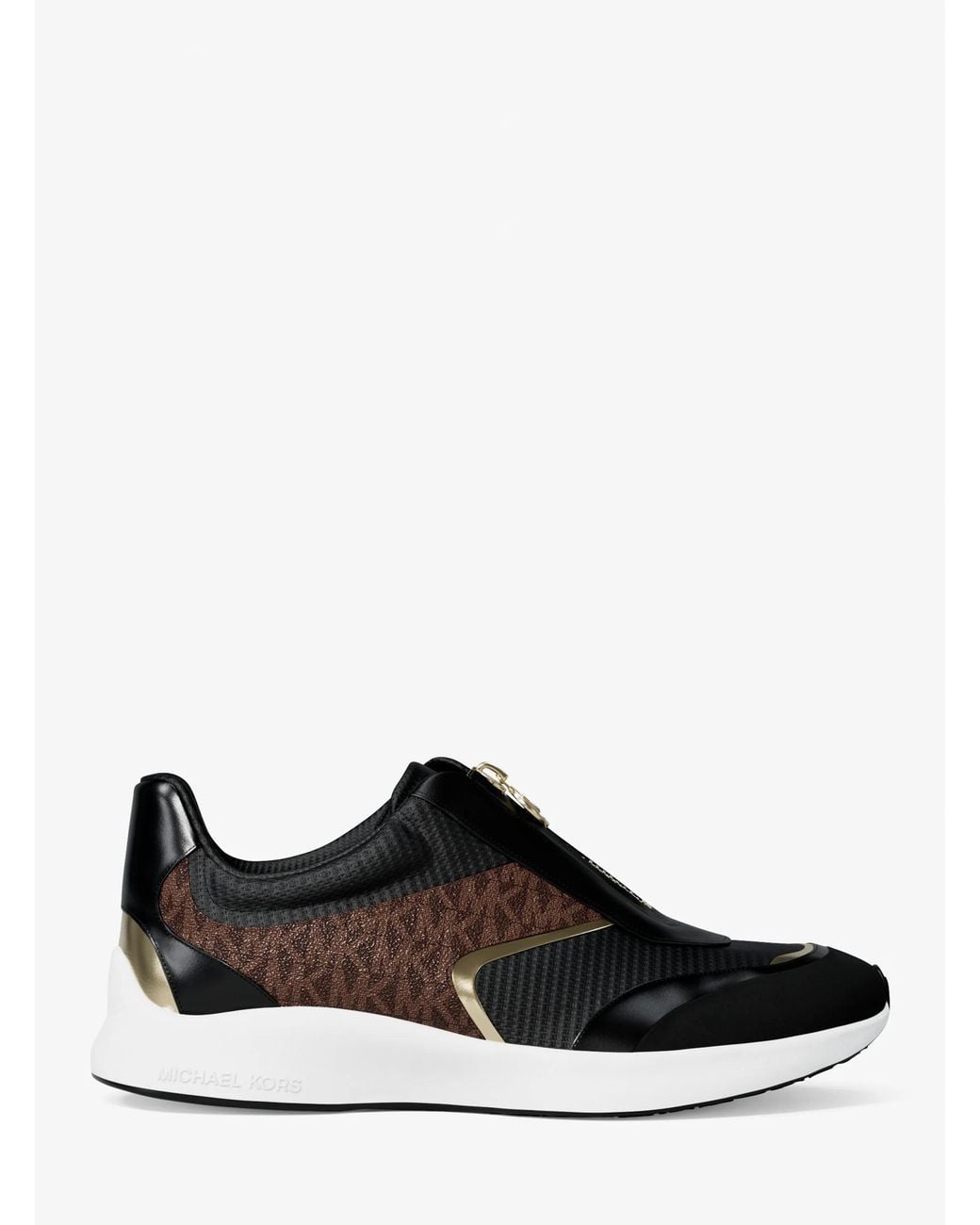 MICHAEL Michael Kors White Mk Thea Mixed-Media Trainer