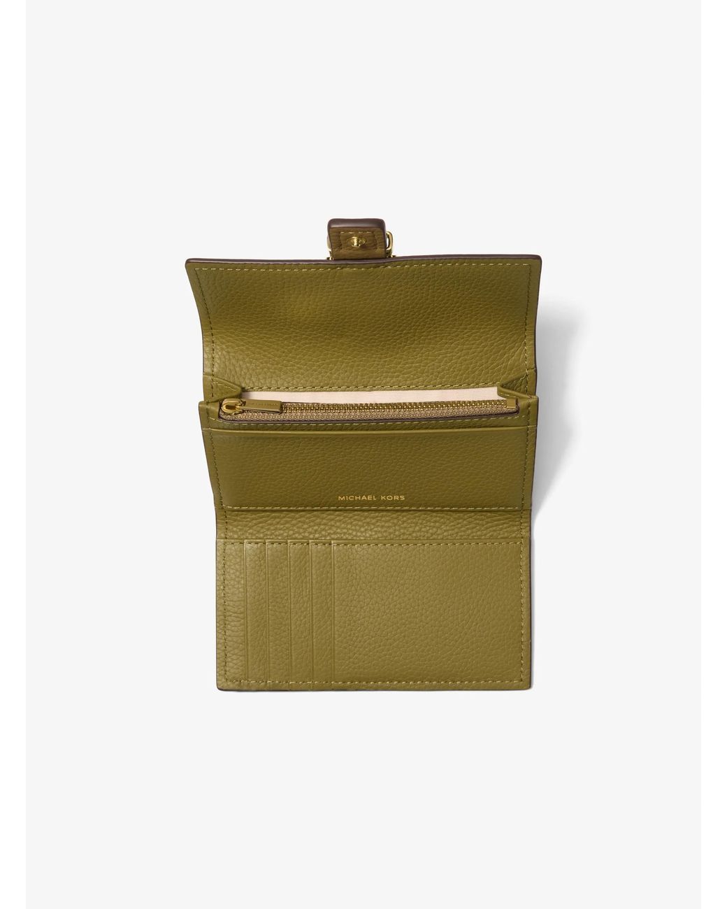MICHAEL Michael Kors Green Nolita Medium Pebbled Leather Tri-Fold Wallet