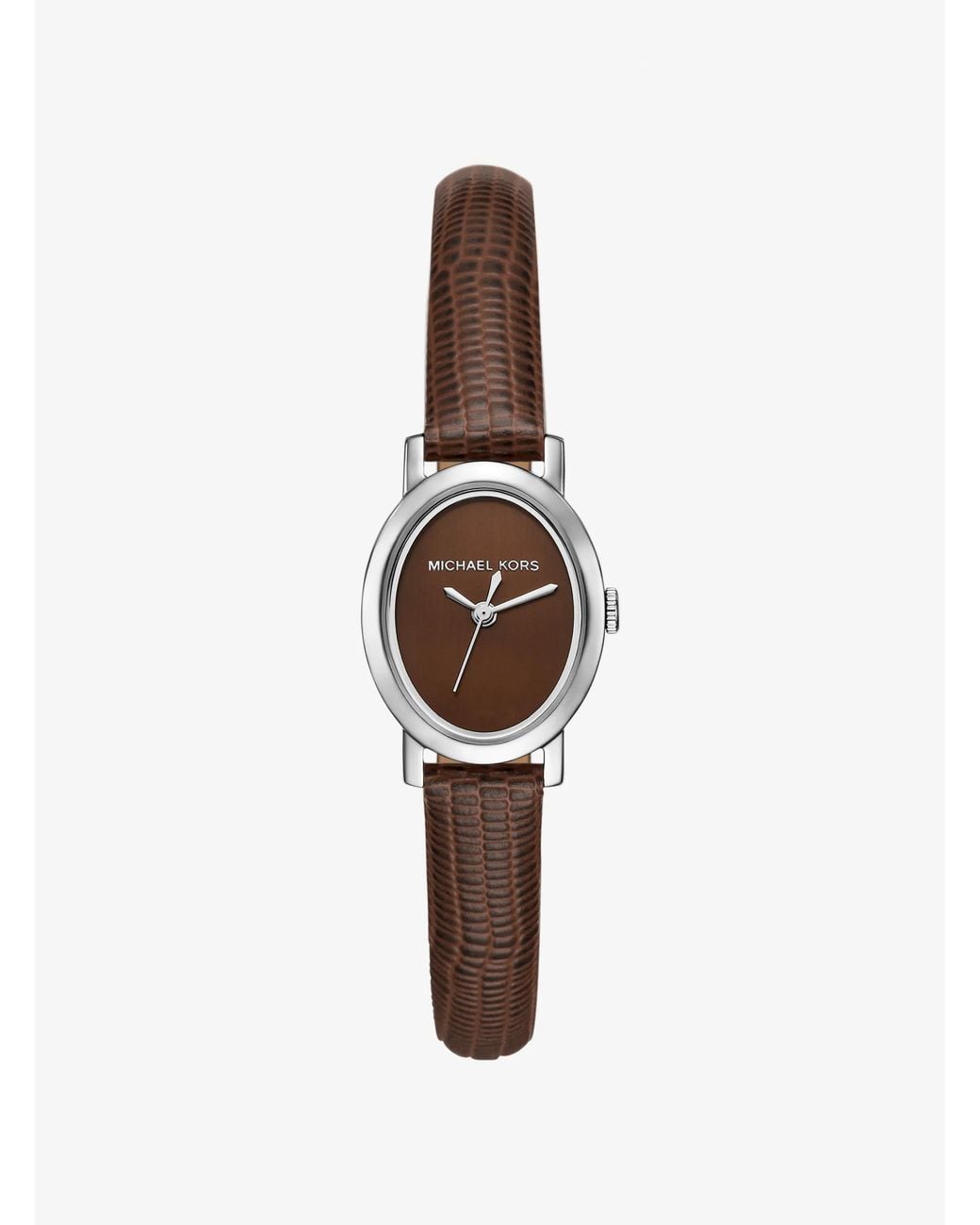 Michael Kors White Mk Petite Maude-Tone And Lizard Embossed Leather Watch