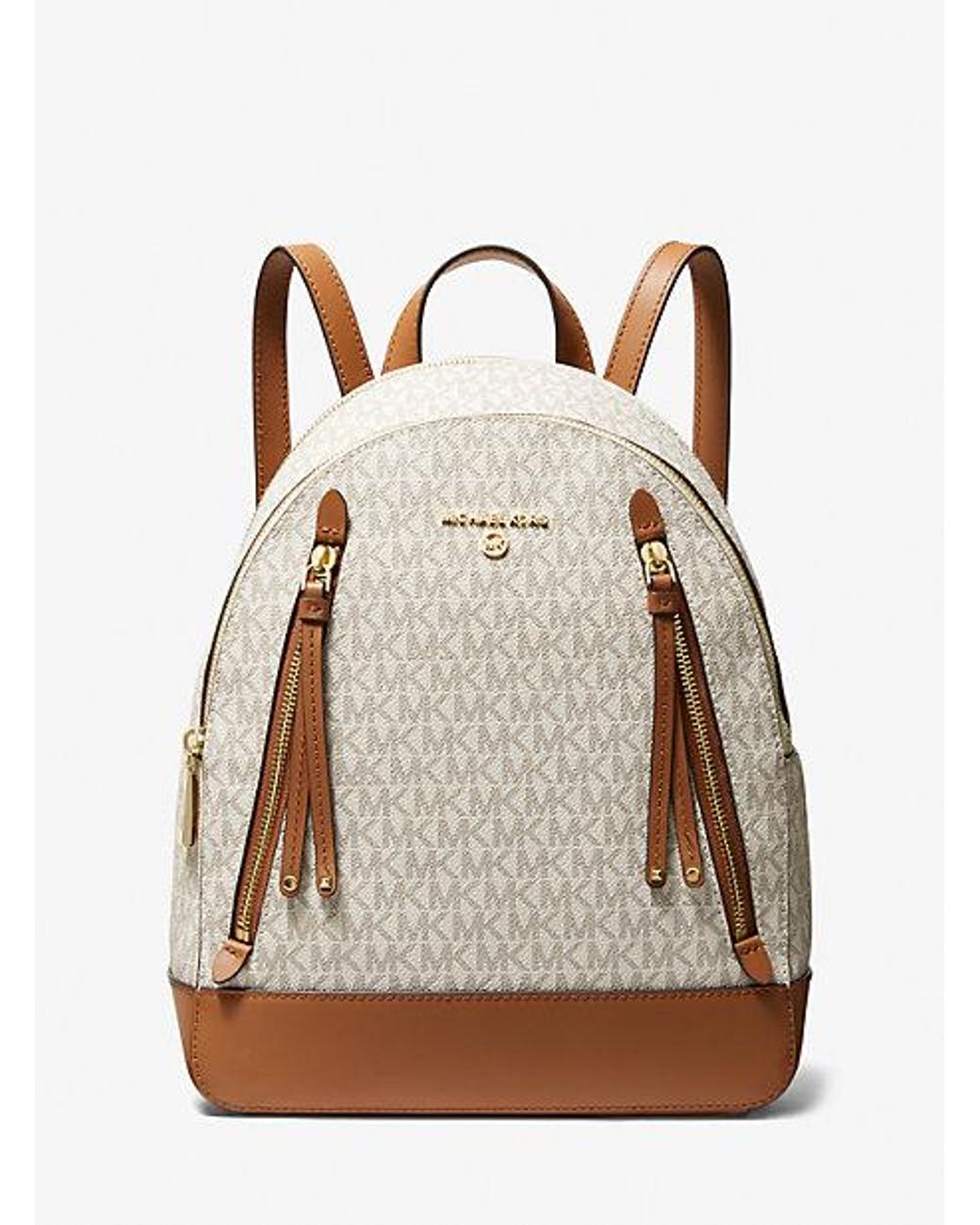 Michael Kors Brooklyn Medium Logo Backpack in Natural Lyst