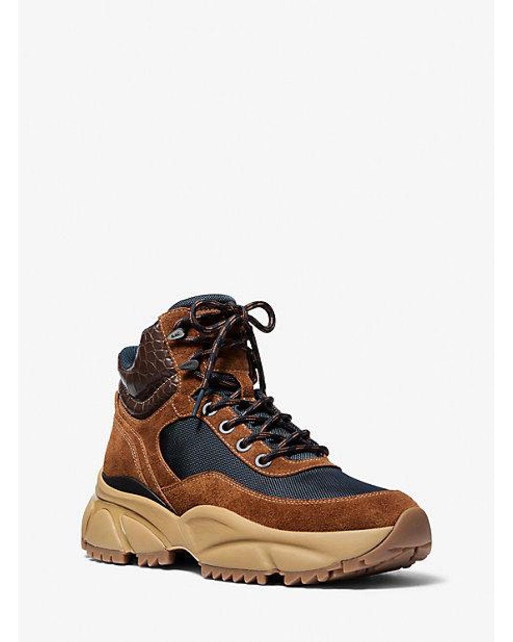 Michael Kors Darius Suede And Mesh Hiker Boot in White for Men Lyst