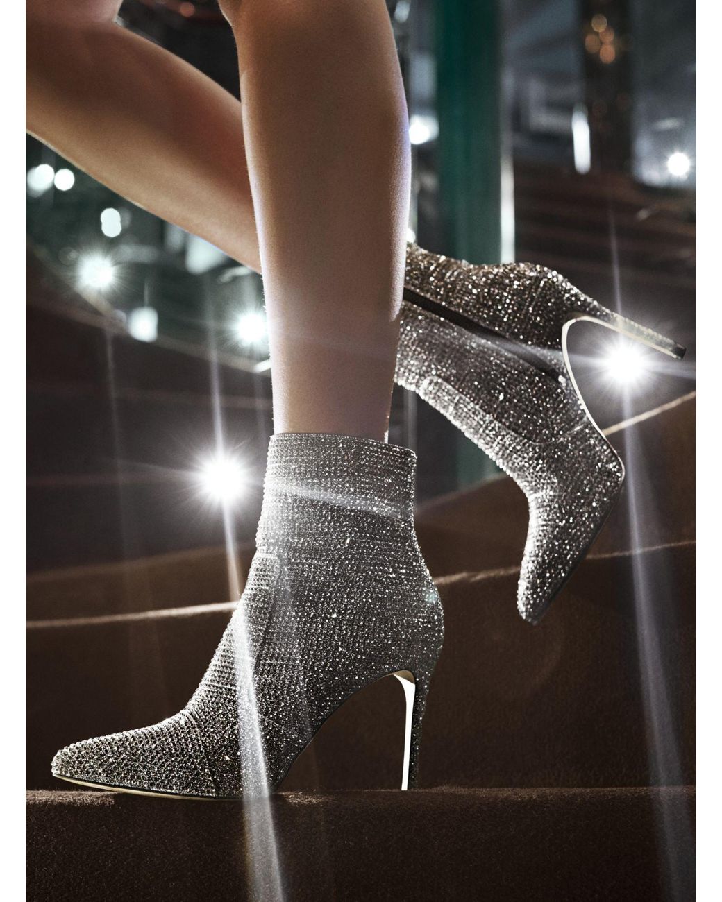 th harmonisk Takke Michael Kors Rue Embellished Glitter Chain-mesh Boot in Grey | Lyst Canada