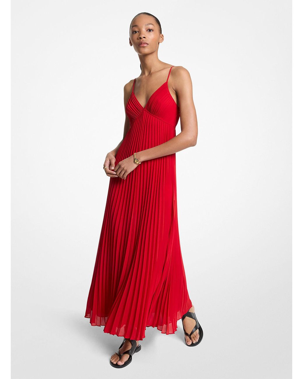 Mkvestido Maxi De Georgette Plisado de MICHAEL Michael Kors de