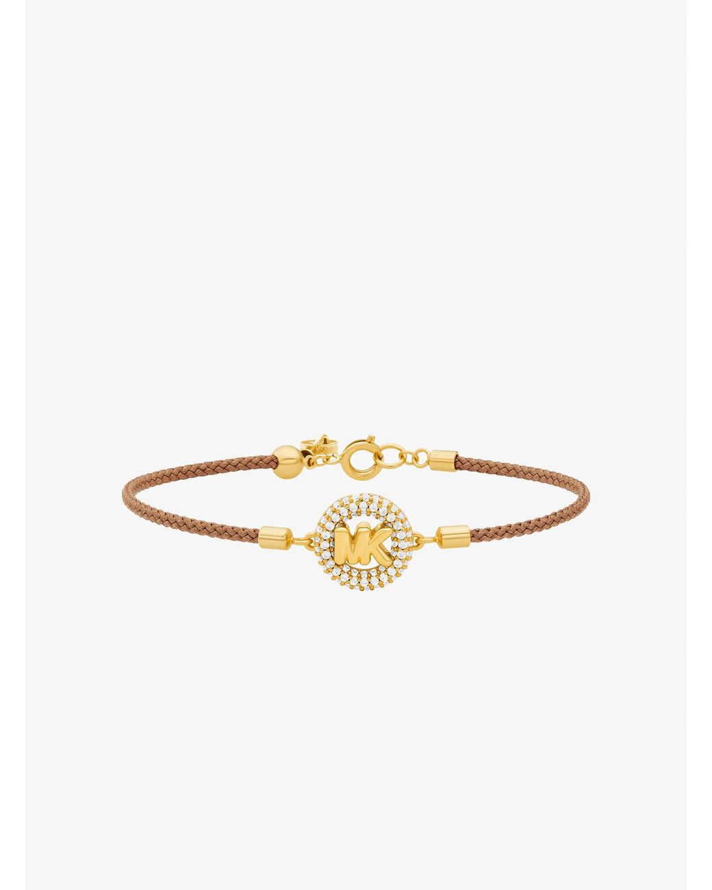 Michael Kors White Pavé-Tone Logo Corded Bracelet