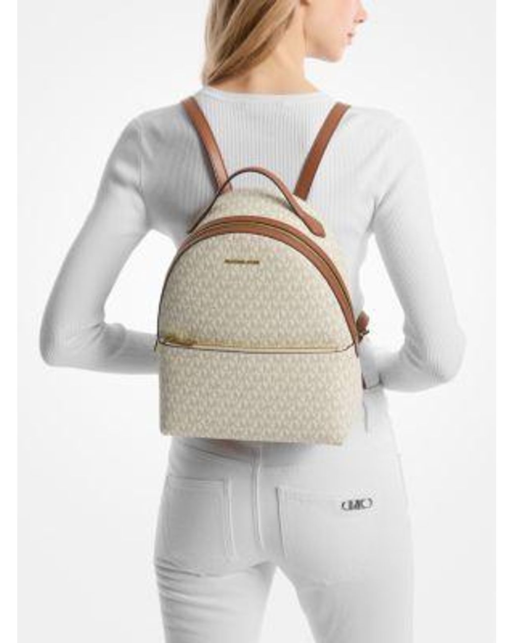 Michael Kors Sheila Medium Logo Backpack in Natural | Lyst display picture 2