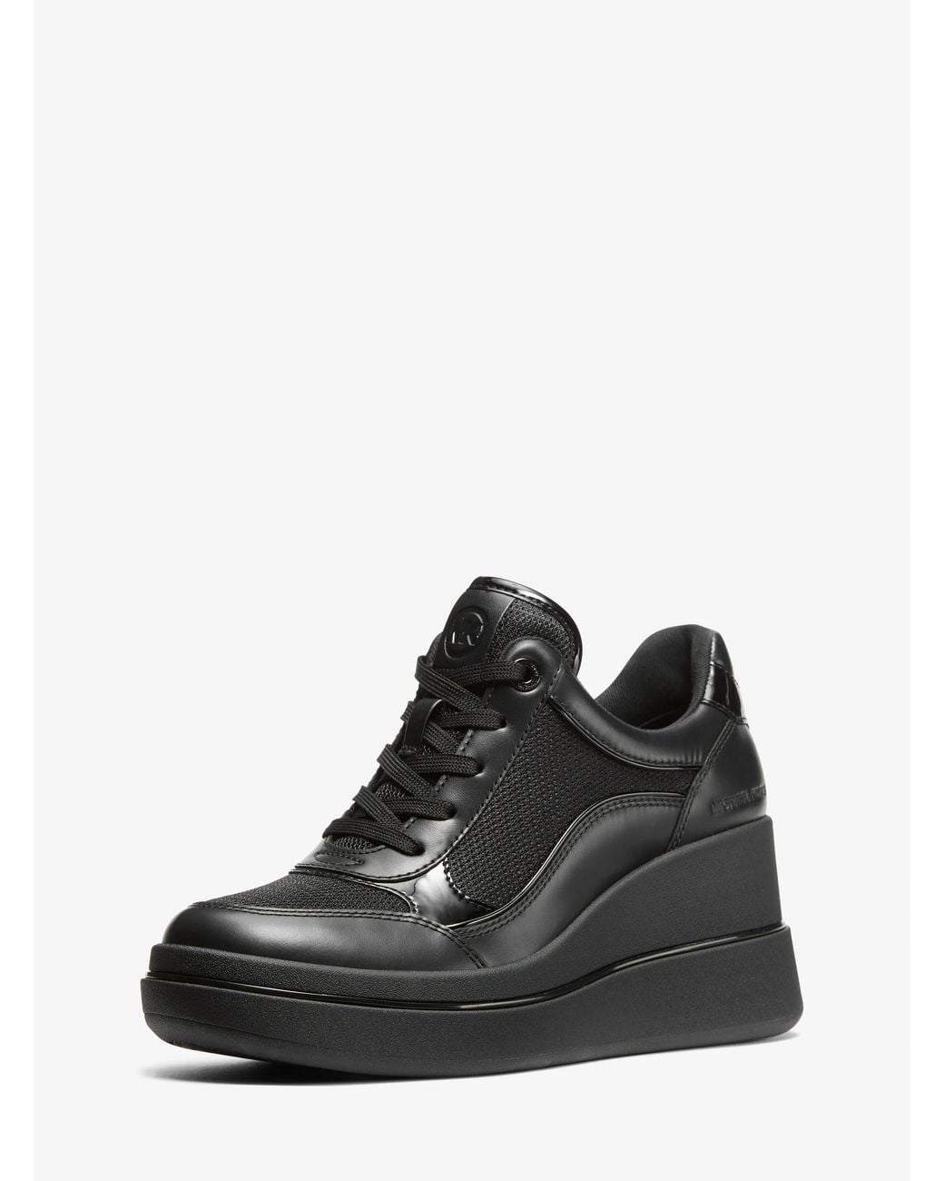 MICHAEL Michael Kors Black Michael Kors Emmy Leather And Mesh Wedge Trainer