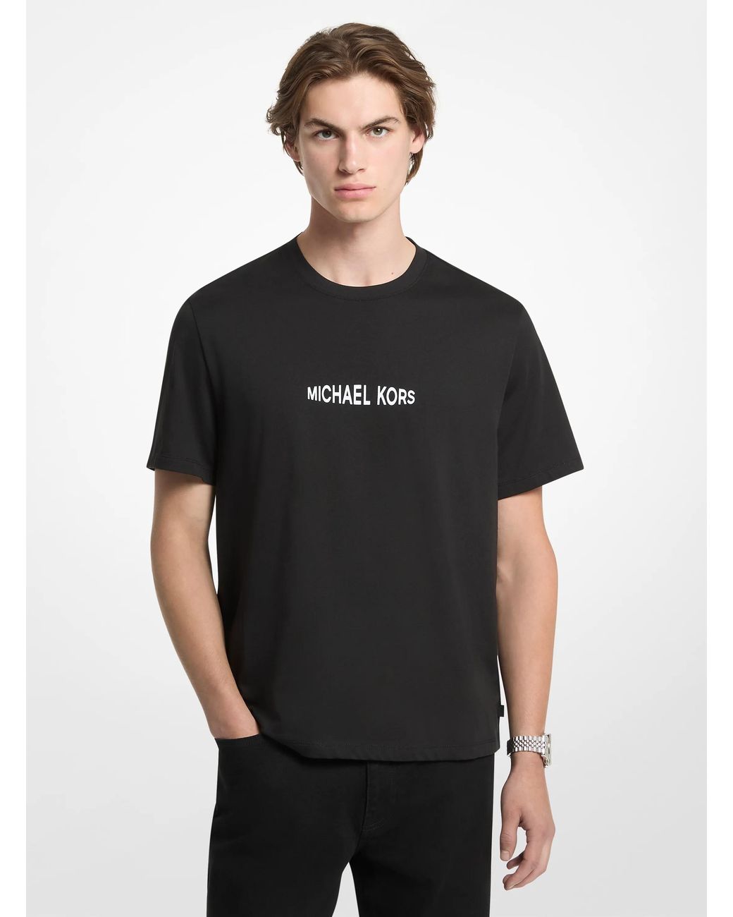 Michael Kors Black Mk Graphic Logo Cotton Jersey T-Shirt for men