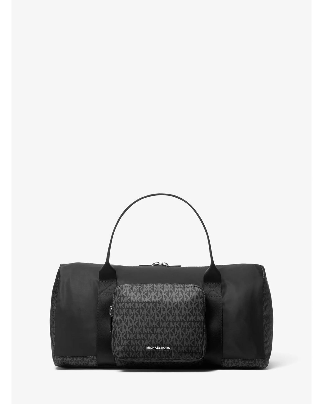 Michael Kors Black Mk Tanner Nylon And Printed Signature Logo Weekender Bag for men