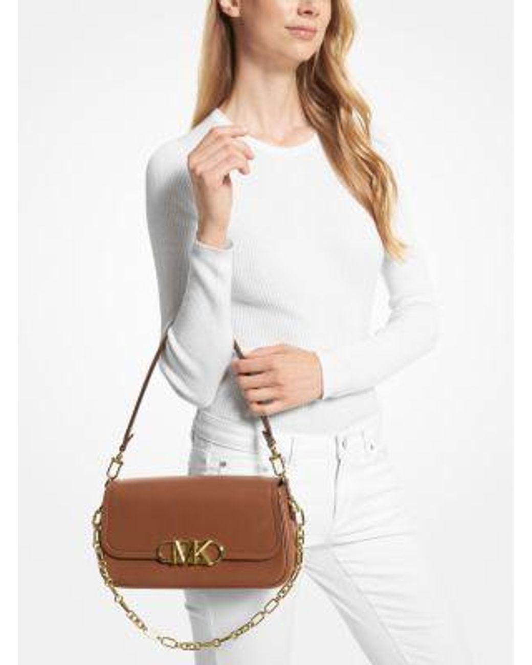 Michael kors whipstitched leather saddle bag hot sale