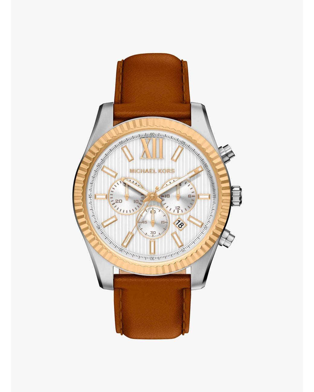 Michael Kors White Oversized Lexington Two-Tone And Leather Watch for men