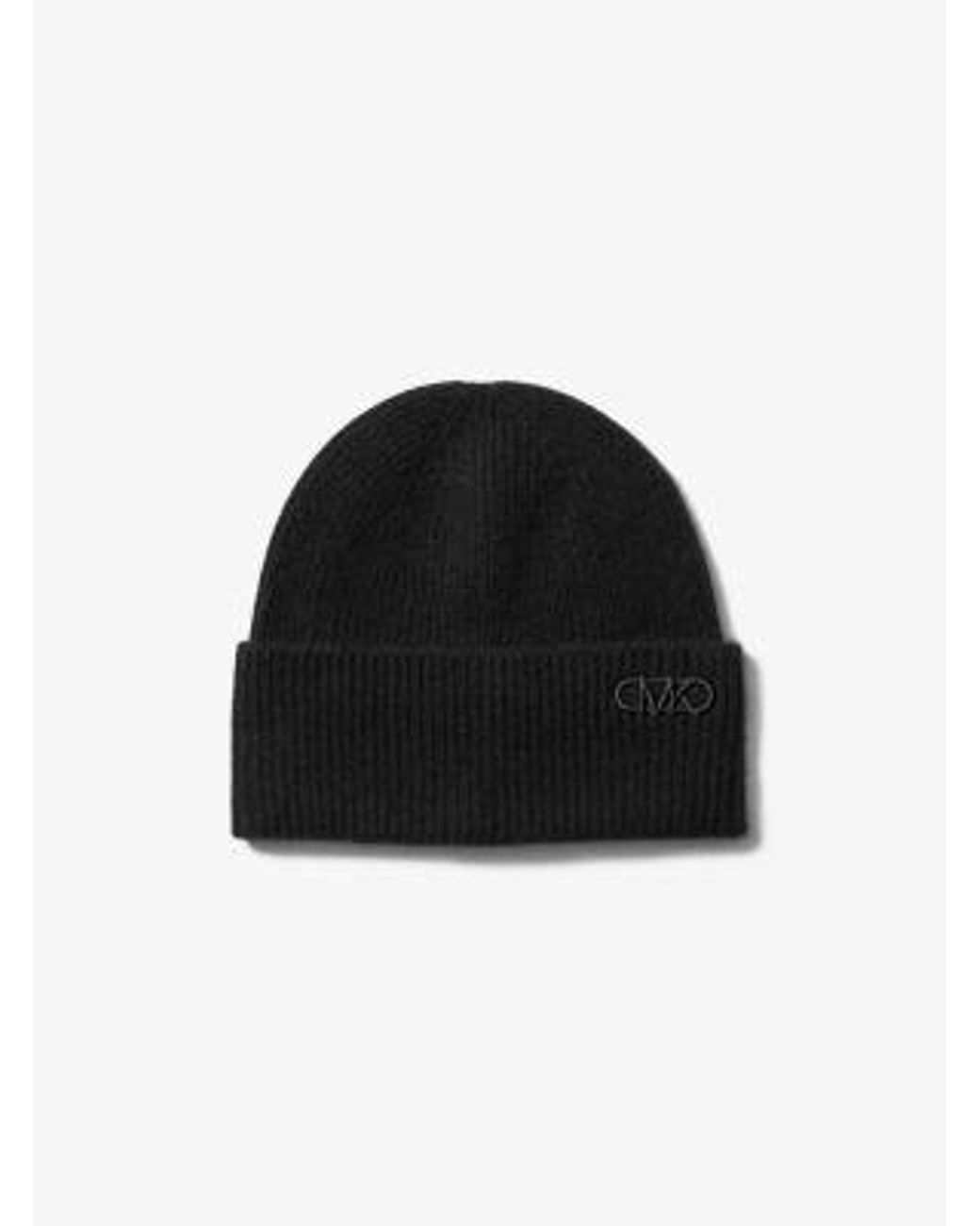 MICHAEL Michael Kors Black Ribbed Cashmere Beanie Hat