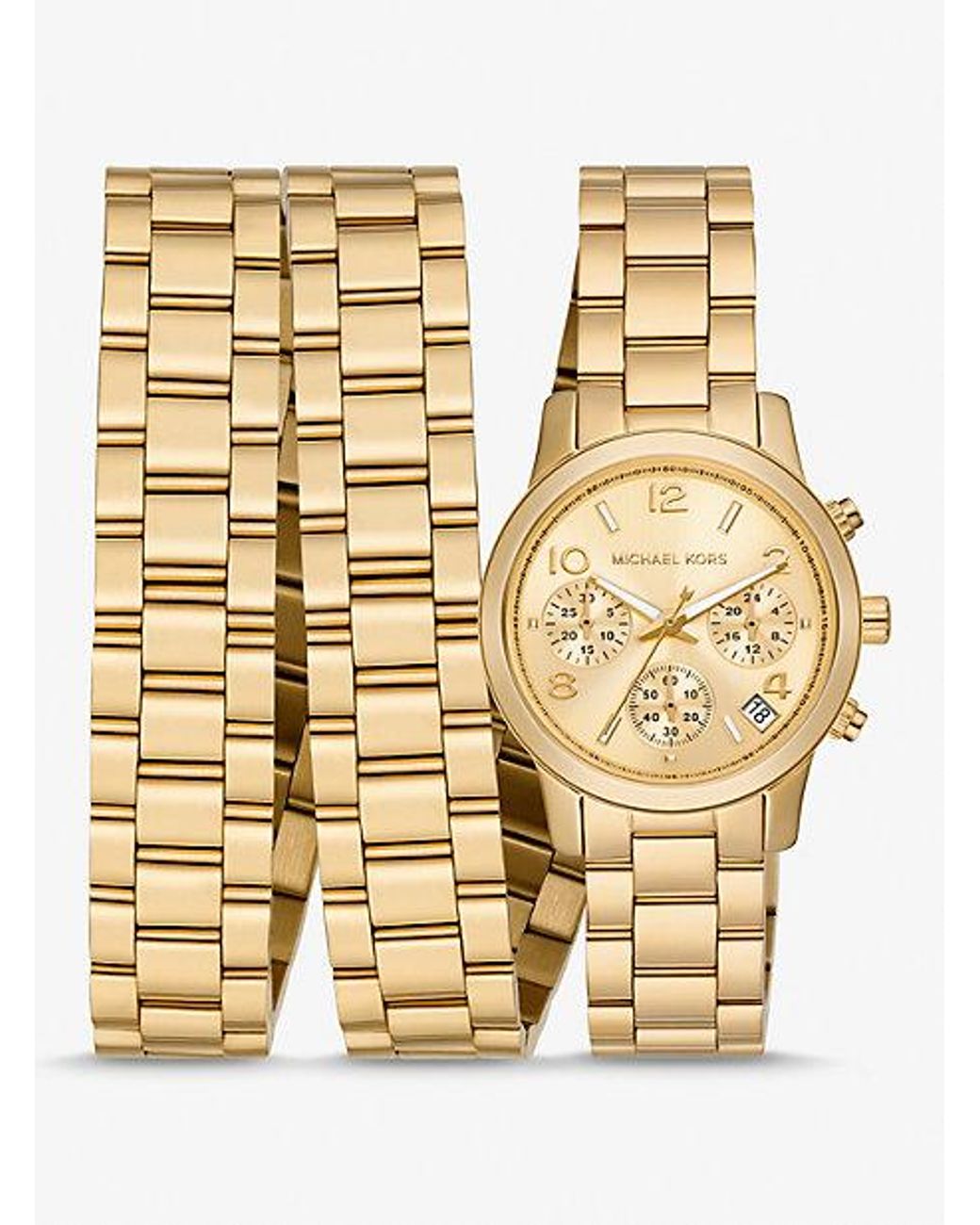 Michael Kors Runway 18k Gold-plated Stainless Steel Triple Wrap Watch in  Metallic | Lyst
