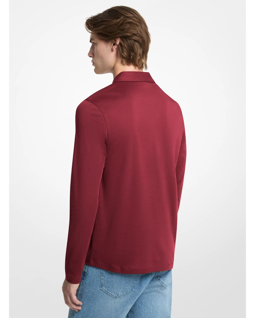 Michael Kors Red Mk Cotton Long-Sleeve Polo Shirt for men