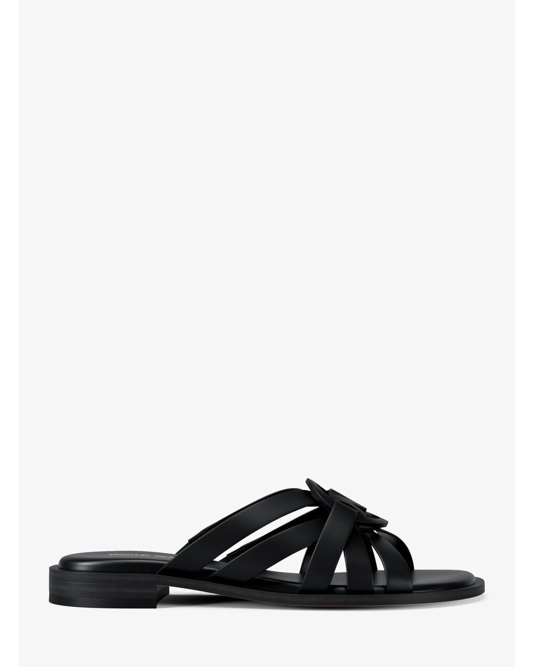 MICHAEL Michael Kors Black Michael Kors Erika Leather Slide Sandal