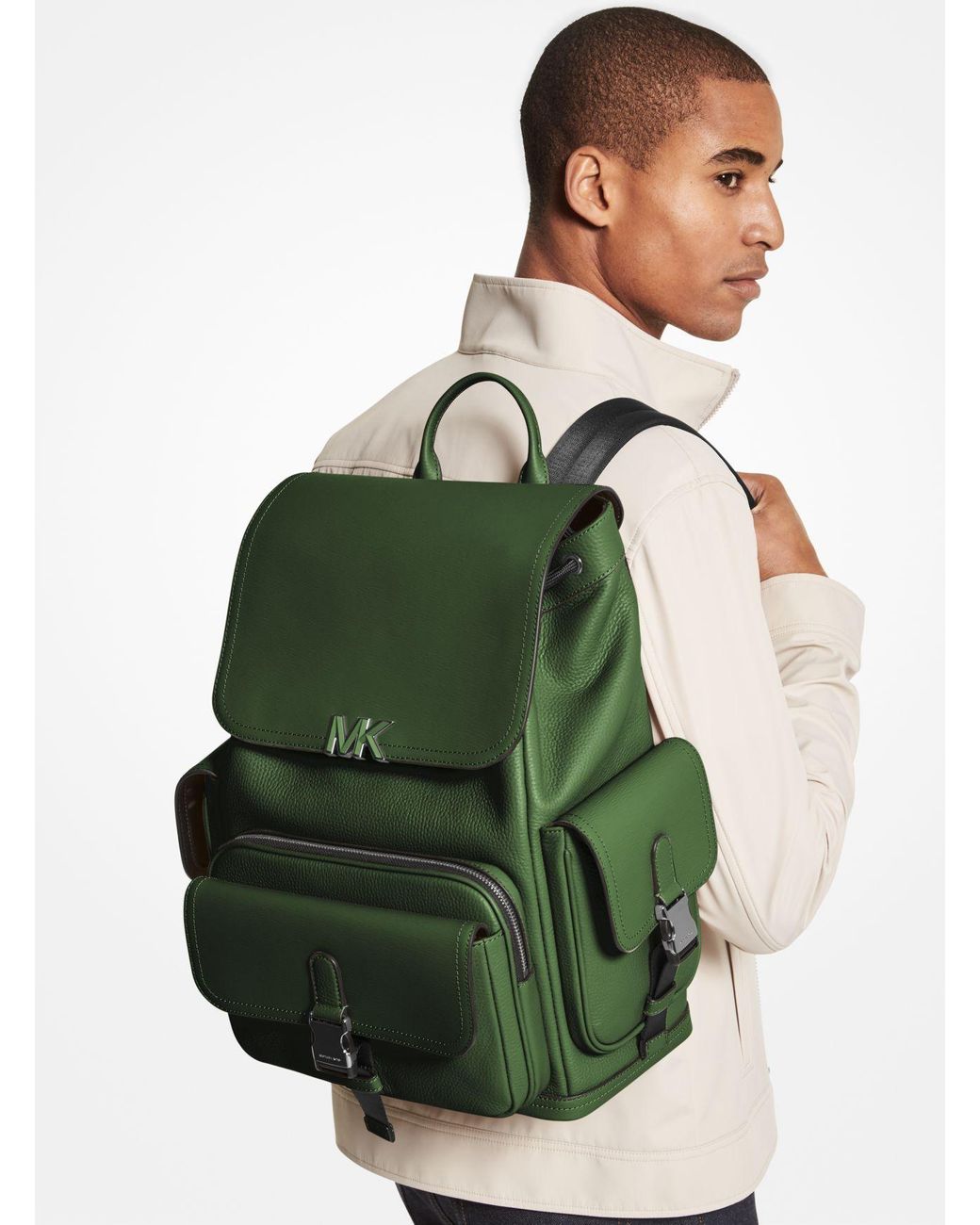 Michael Kors Hudson Leather Backpack in Green for Men | Lyst UK display picture 2