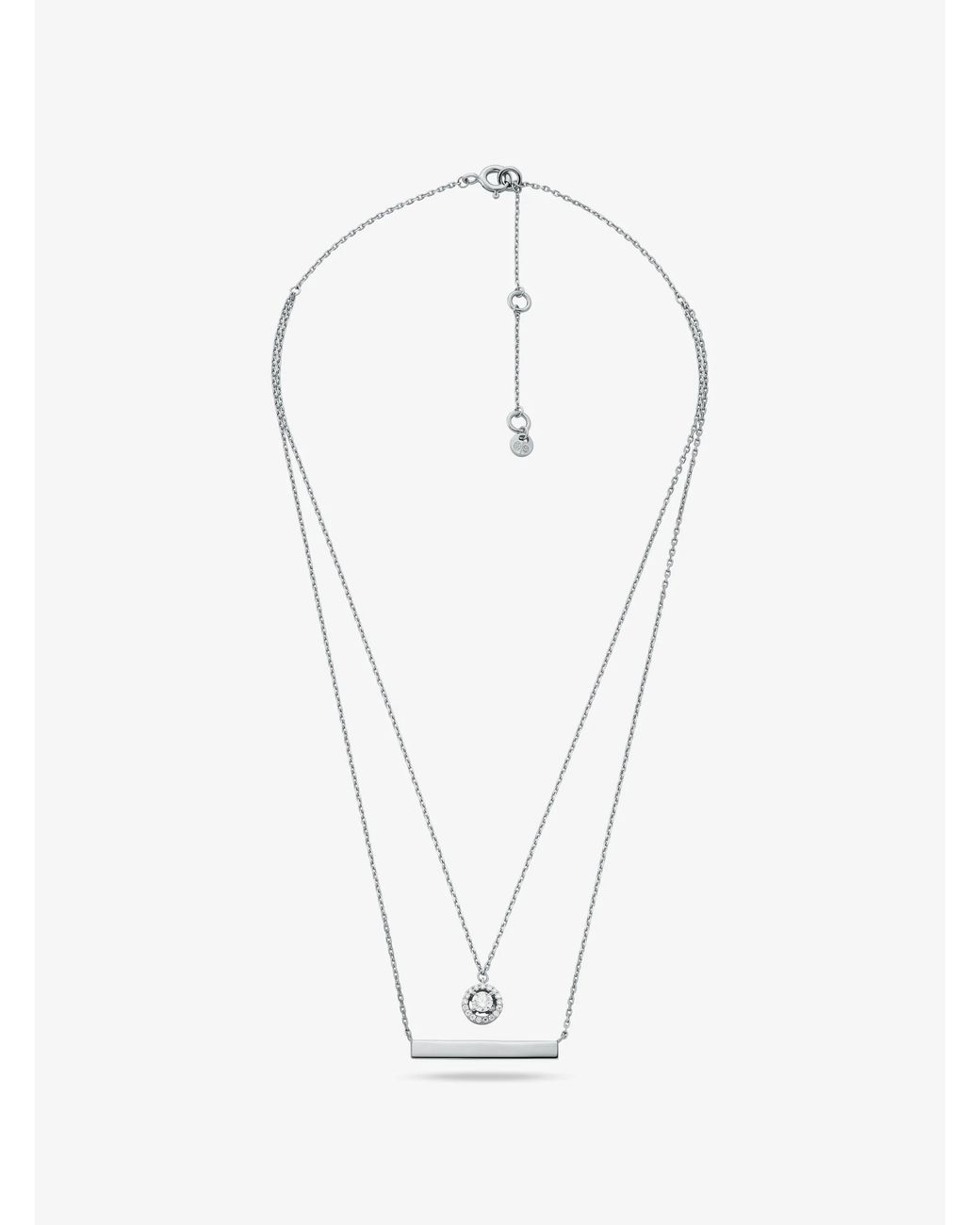 Michael Kors White Mk Precious Metal-Plated Sterling Pavé Layered Necklace