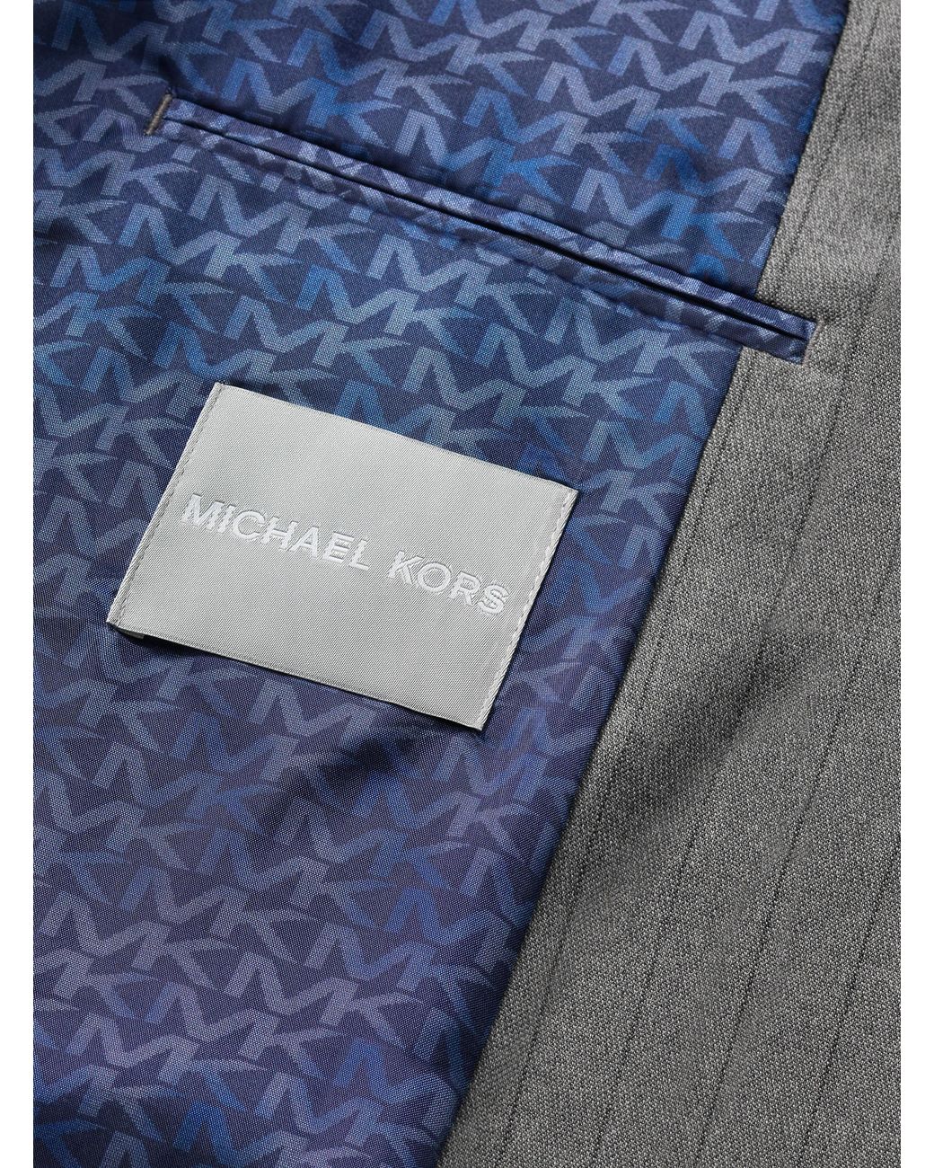 Michael Kors Gray Mk Pinstripe Stretch Wool Blend Blazer for men