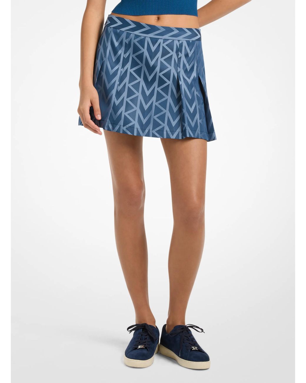 MICHAEL Michael Kors Blue Mk Mk2000 Logo Pleated Mini Skirt