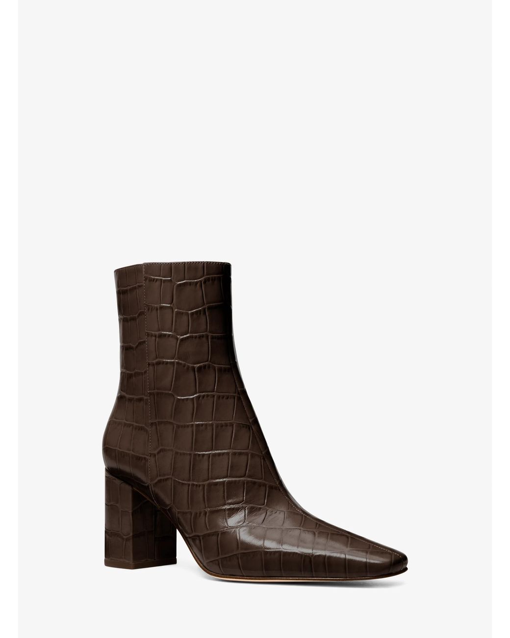 MICHAEL Michael Kors White Mk Elise Crocodile Embossed Leather Boot
